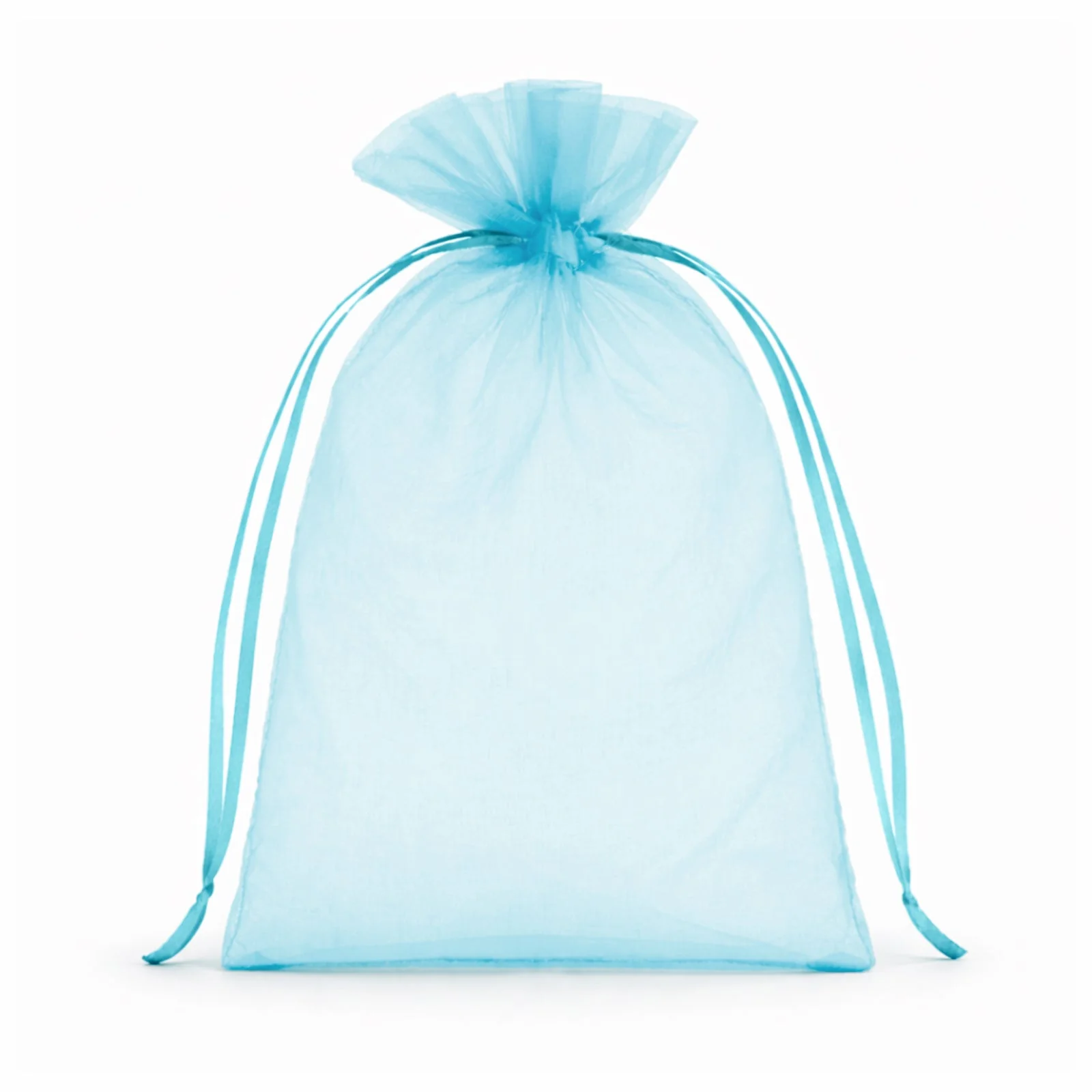 100 Pack Turquoise Organza Gift Bags with Drawstring, 5" x 7" – Wedding Party Favor Bags - Image 2