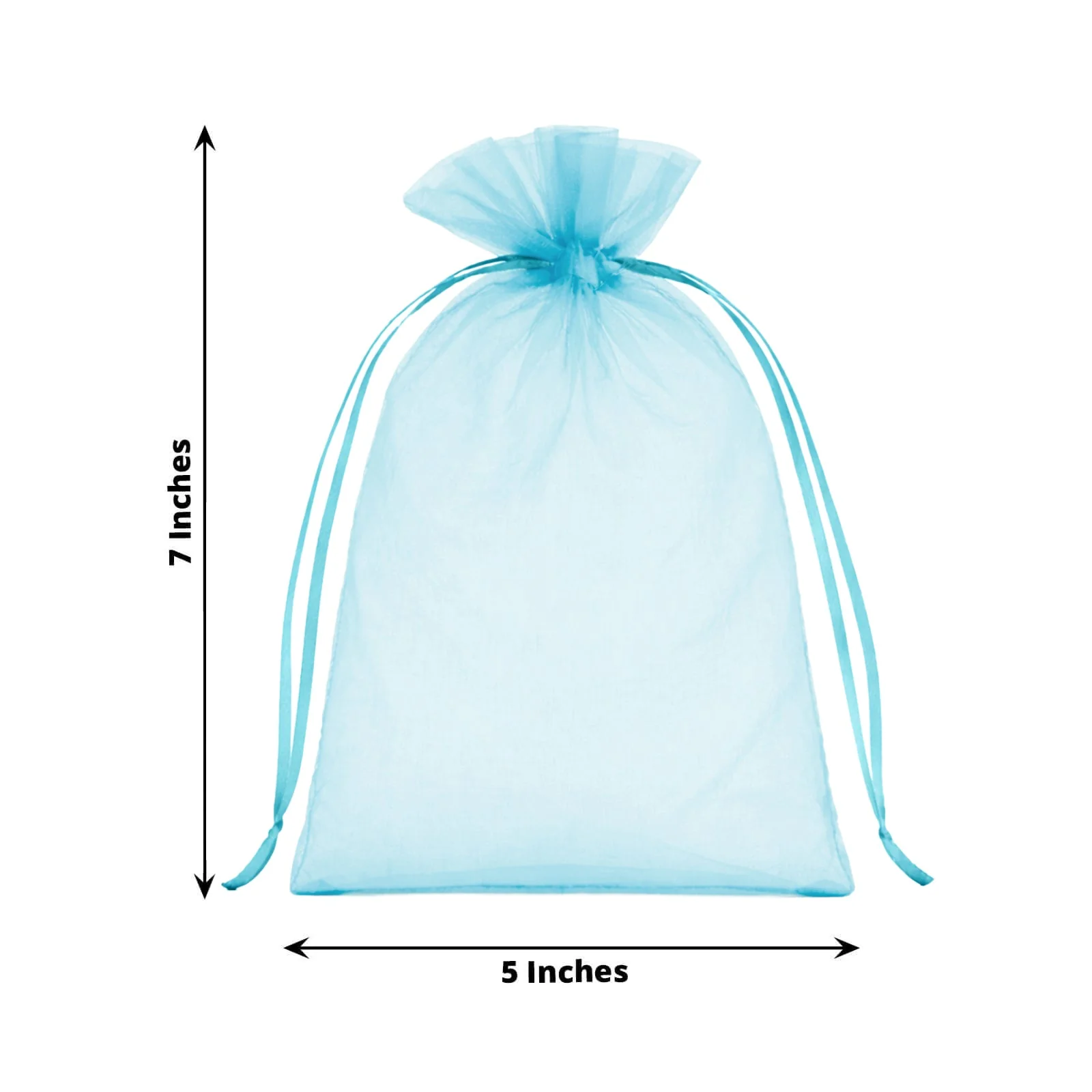 100 Pack Turquoise Organza Gift Bags with Drawstring, 5" x 7" – Wedding Party Favor Bags - Image 3