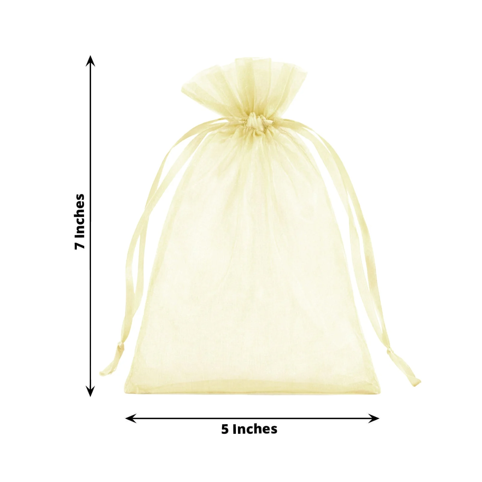 100 Pack Yellow Organza Gift Bags with Drawstring, 5" x 7" – Wedding Party Favor Bags - Image 3