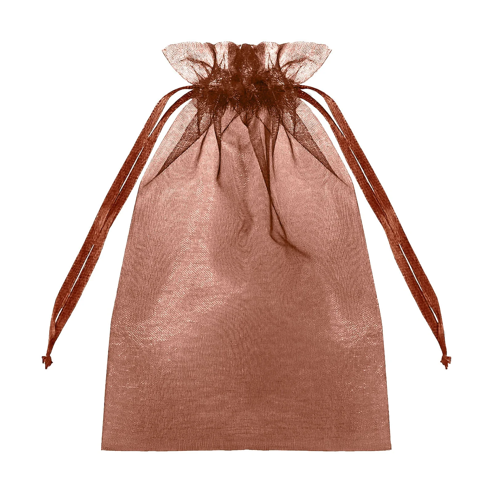 100 Pack Chocolate Organza Gift Bags with Drawstring, 6" x 9" – Wedding Party Favor Bags - Image 2