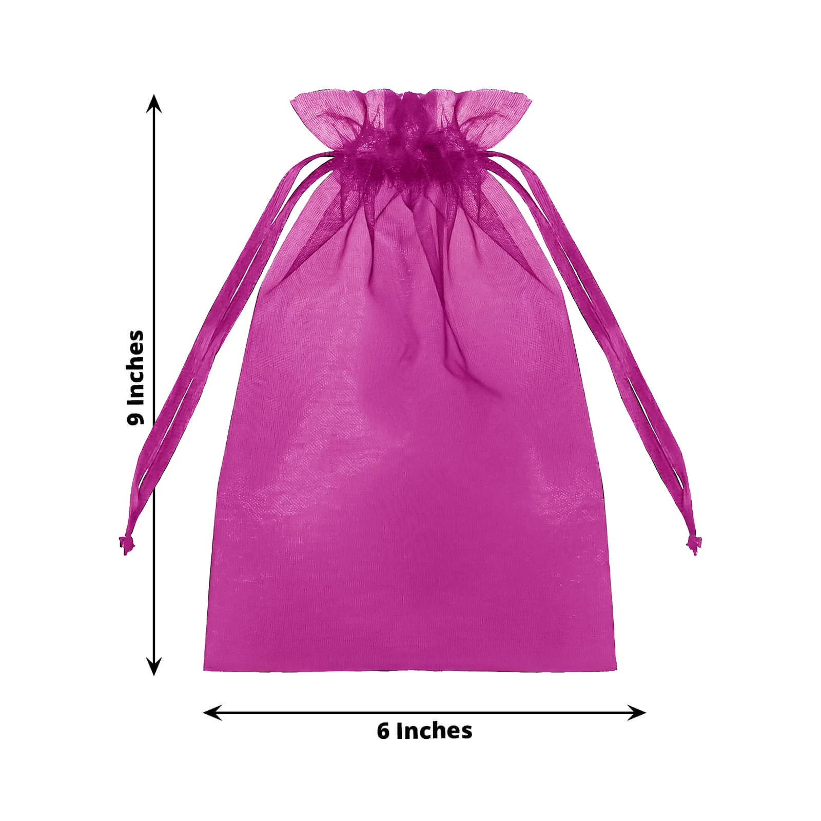 100 Pack Fuchsia Organza Gift Bags with Drawstring, 6" x 9" – Wedding Party Favor Bags - Image 3