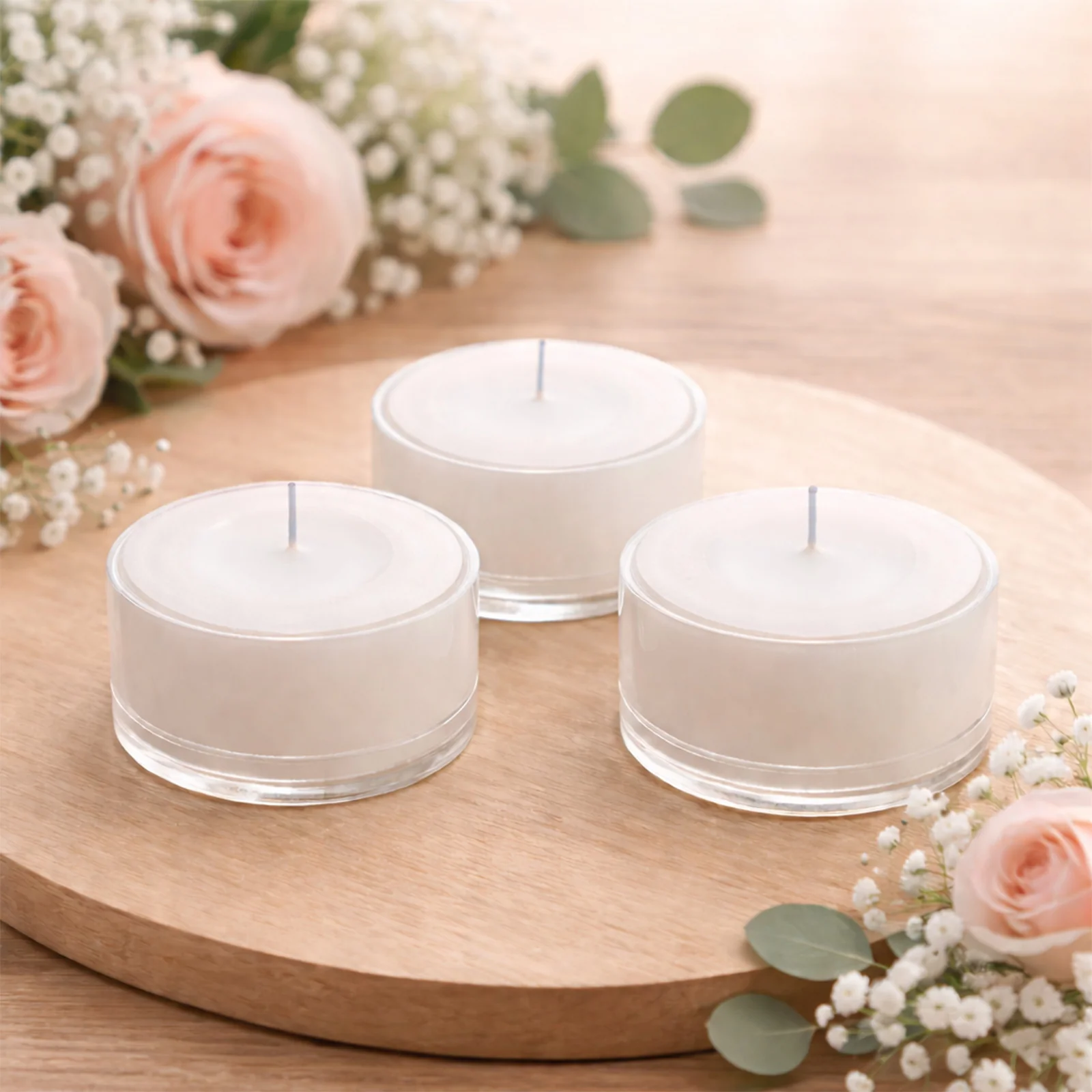 100 Pack White Tealight Candles – Unscented 7-Hour Extended Burn Time, Smokeless, Clean-Burning Wax, Clear Cups