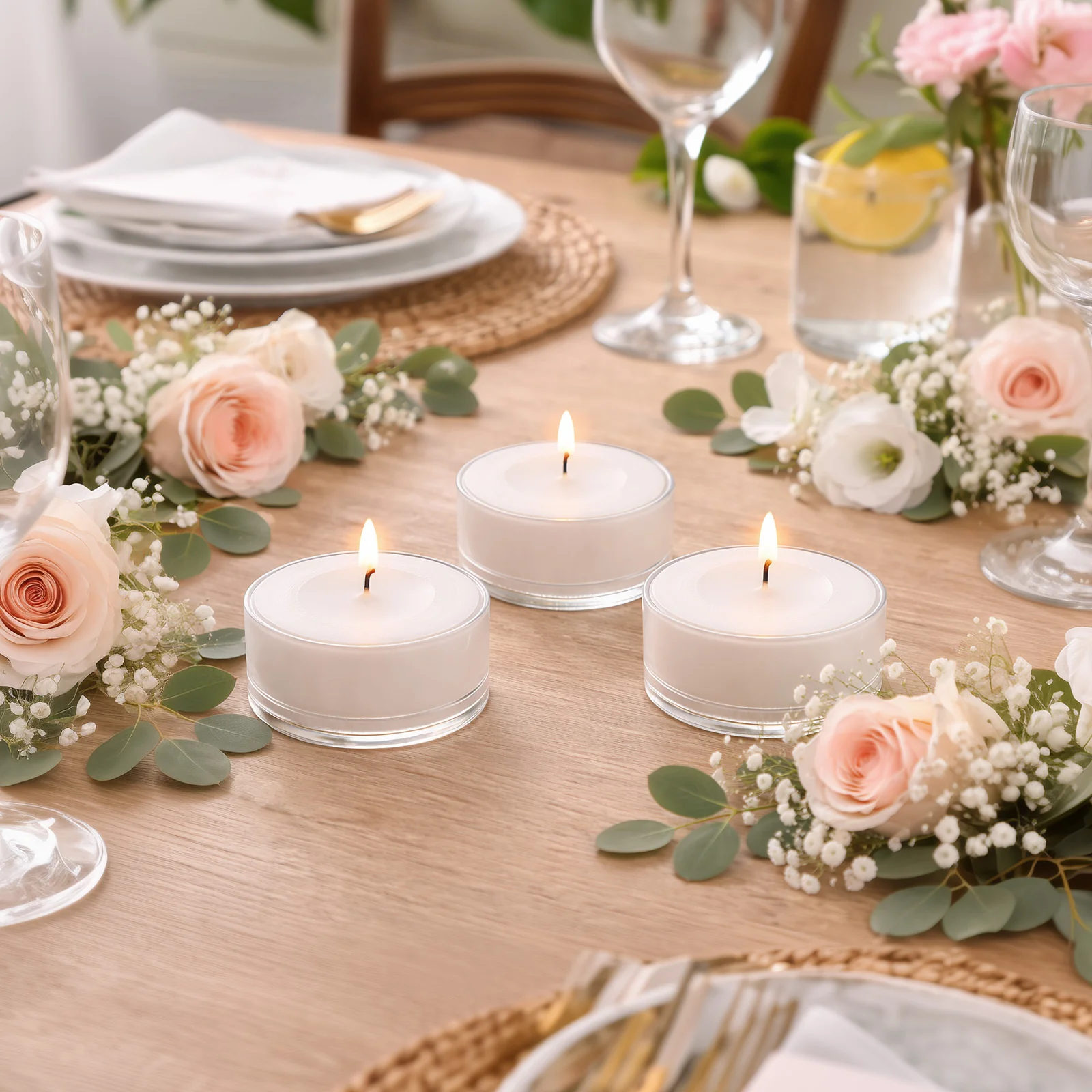100 Pack White Tealight Candles – Unscented 7-Hour Extended Burn Time, Smokeless, Clean-Burning Wax, Clear Cups - Image 6