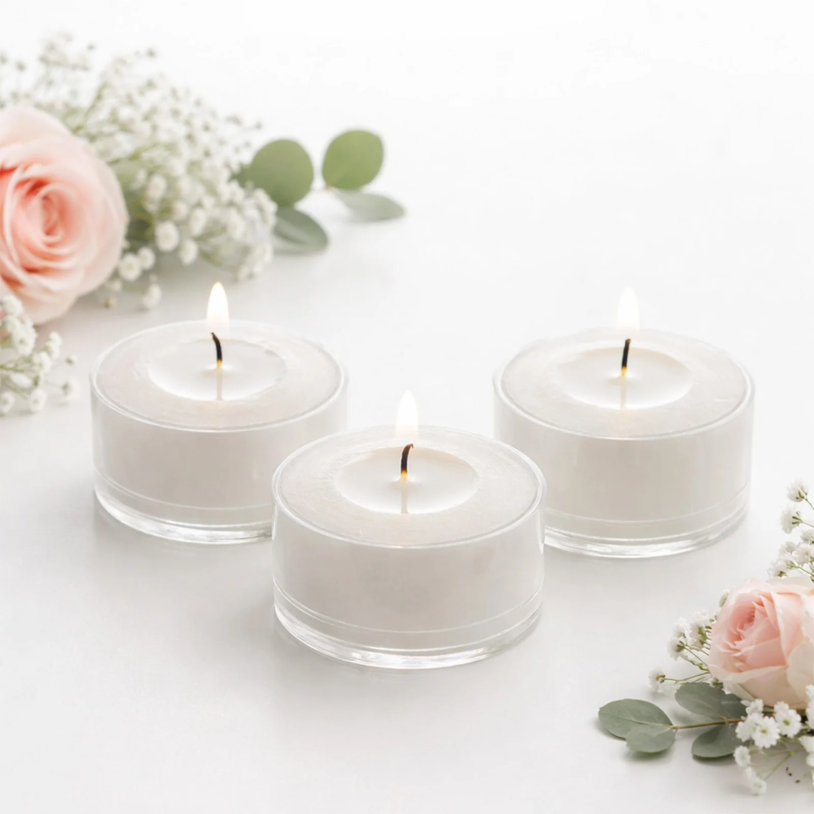 100 Pack White Tealight Candles – Unscented 7-Hour Extended Burn Time, Smokeless, Clean-Burning Wax, Clear Cups - Image 7