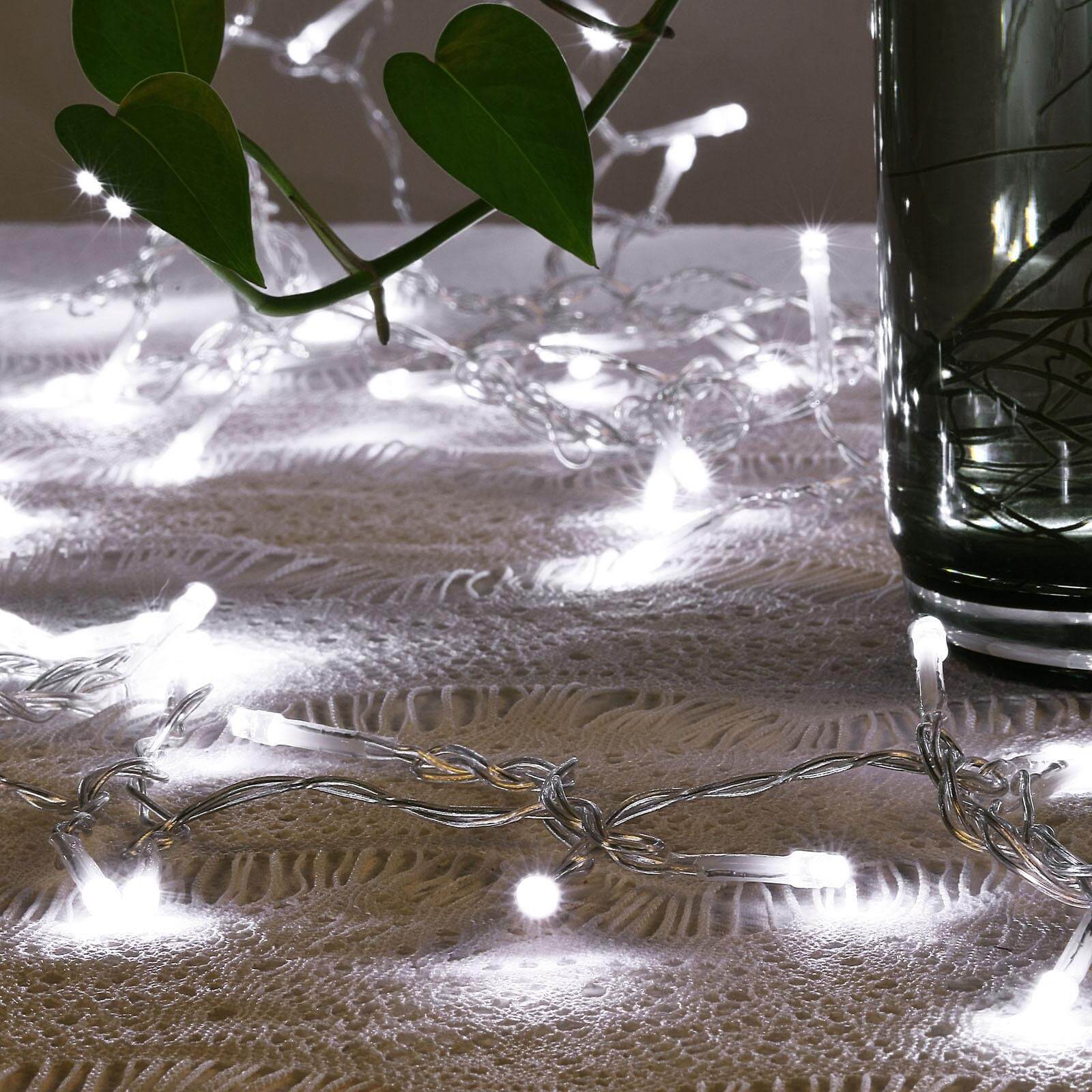 10ft Cool White 300 LED Icicle Curtain Fairy String Lights with 8 Modes & Inline Memory Controller - Image 5