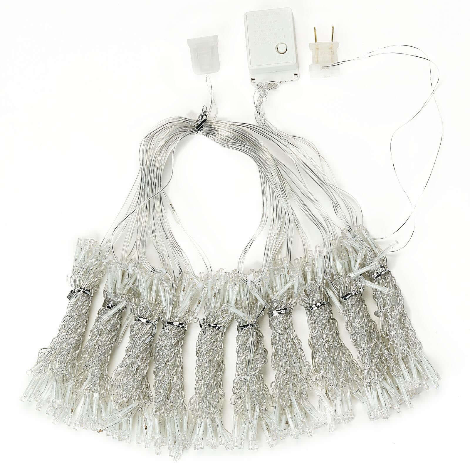 10ft Cool White 300 LED Icicle Curtain Fairy String Lights with 8 Modes & Inline Memory Controller - Image 7