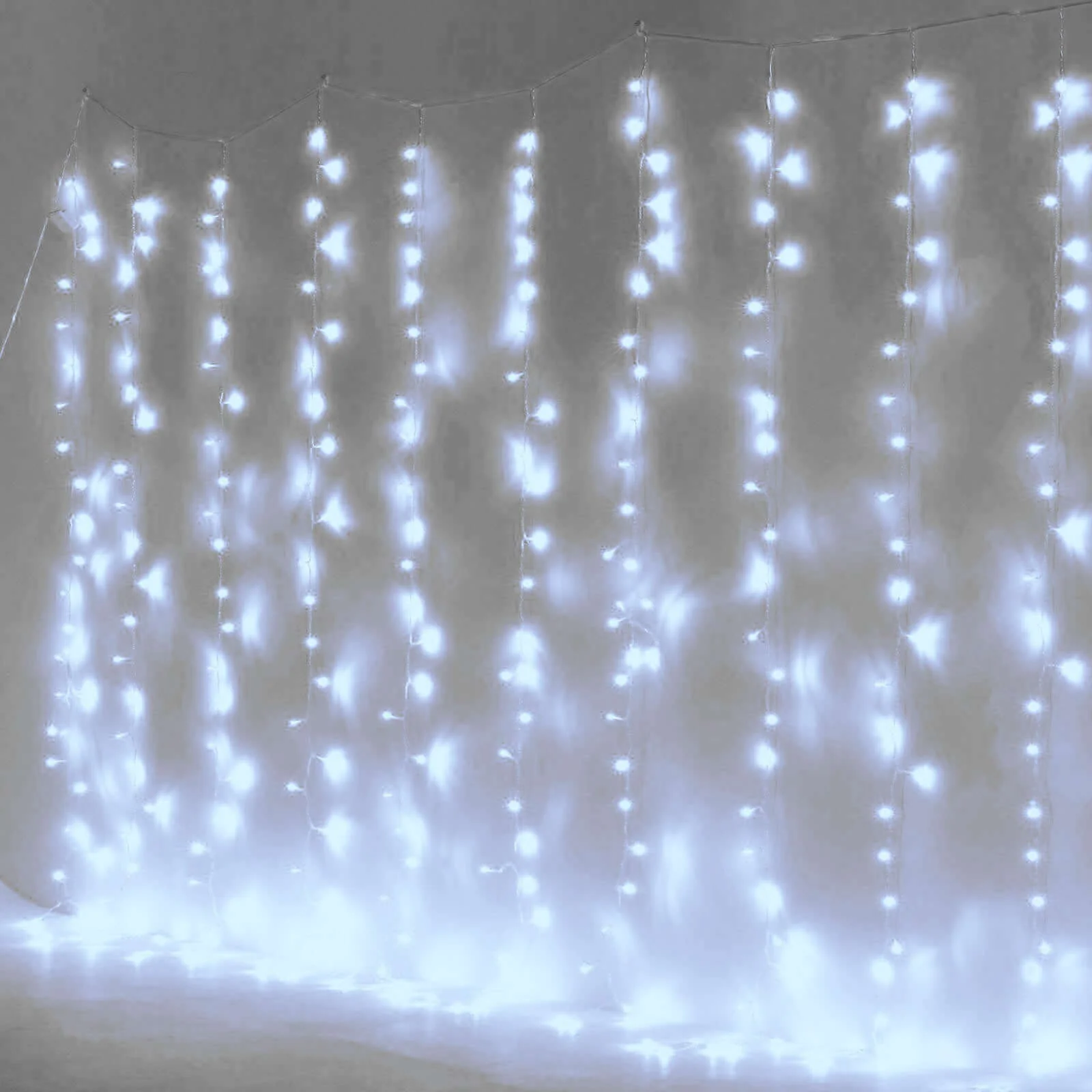 10ft Cool White 300 LED Icicle Curtain Fairy String Lights with 8 Modes & Inline Memory Controller - Image 8