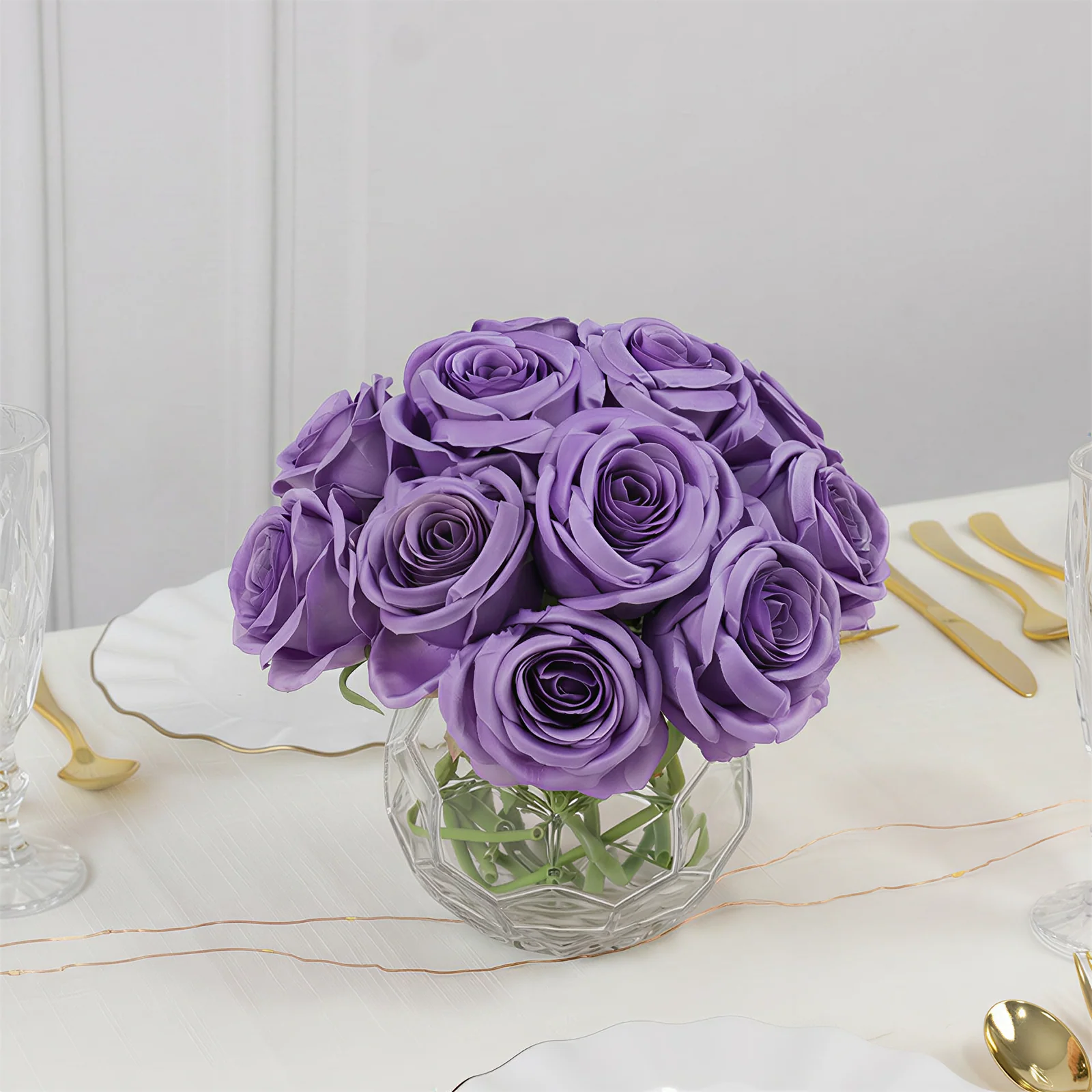 10 Pcs 12" Artificial Silk Roses - Purple, Single Stem Rose for Flower Bouquet Arrangements
