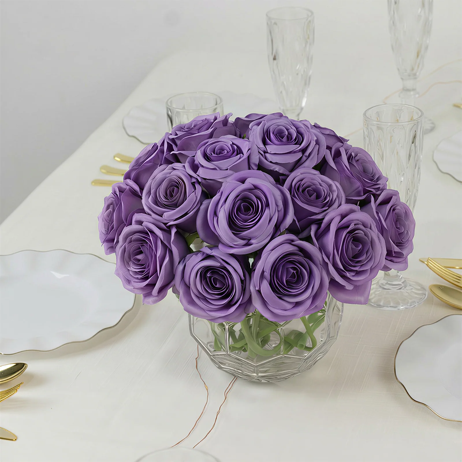 10 Pcs 12" Artificial Silk Roses - Purple, Single Stem Rose for Flower Bouquet Arrangements - Image 10