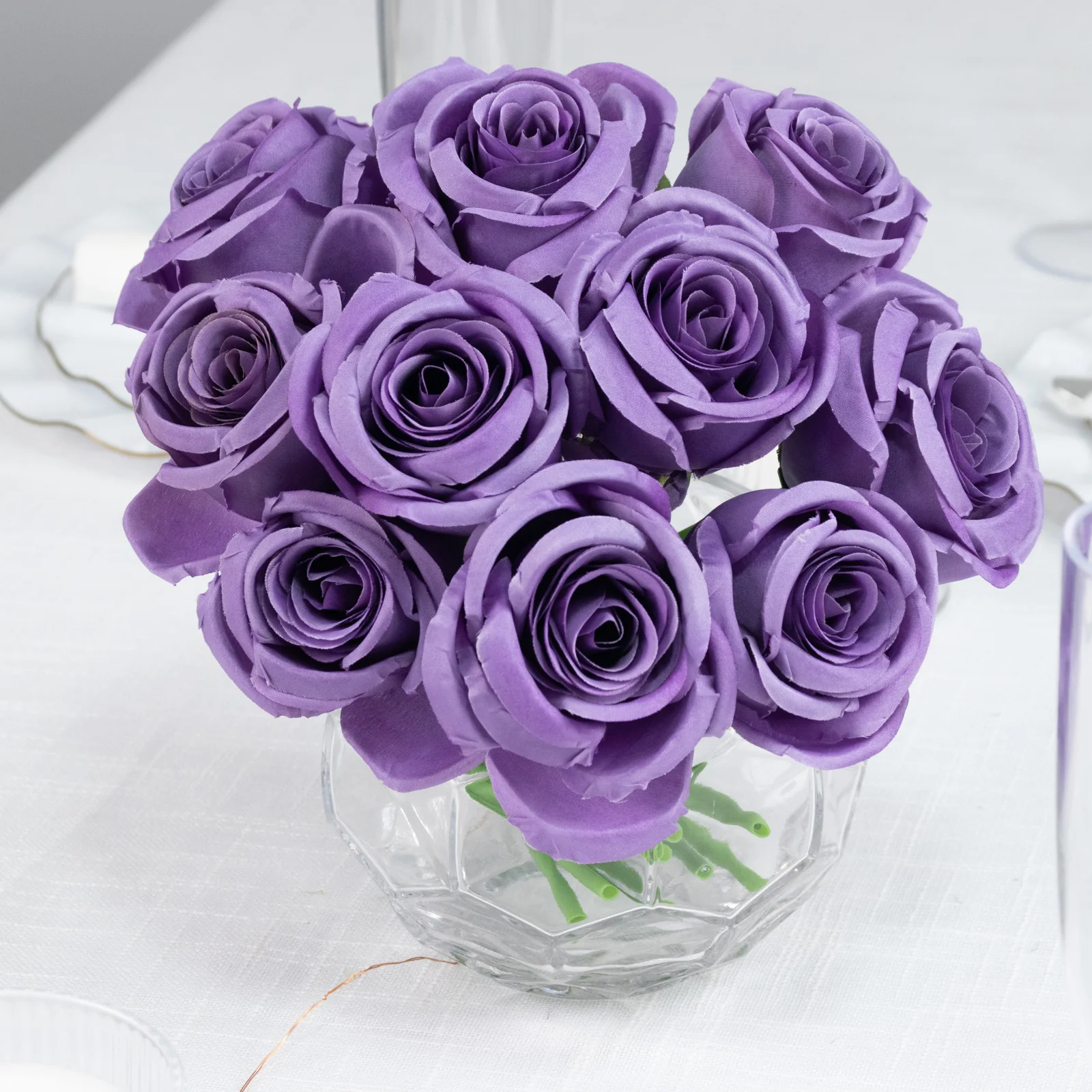 10 Pcs 12" Artificial Silk Roses - Purple, Single Stem Rose for Flower Bouquet Arrangements - Image 6