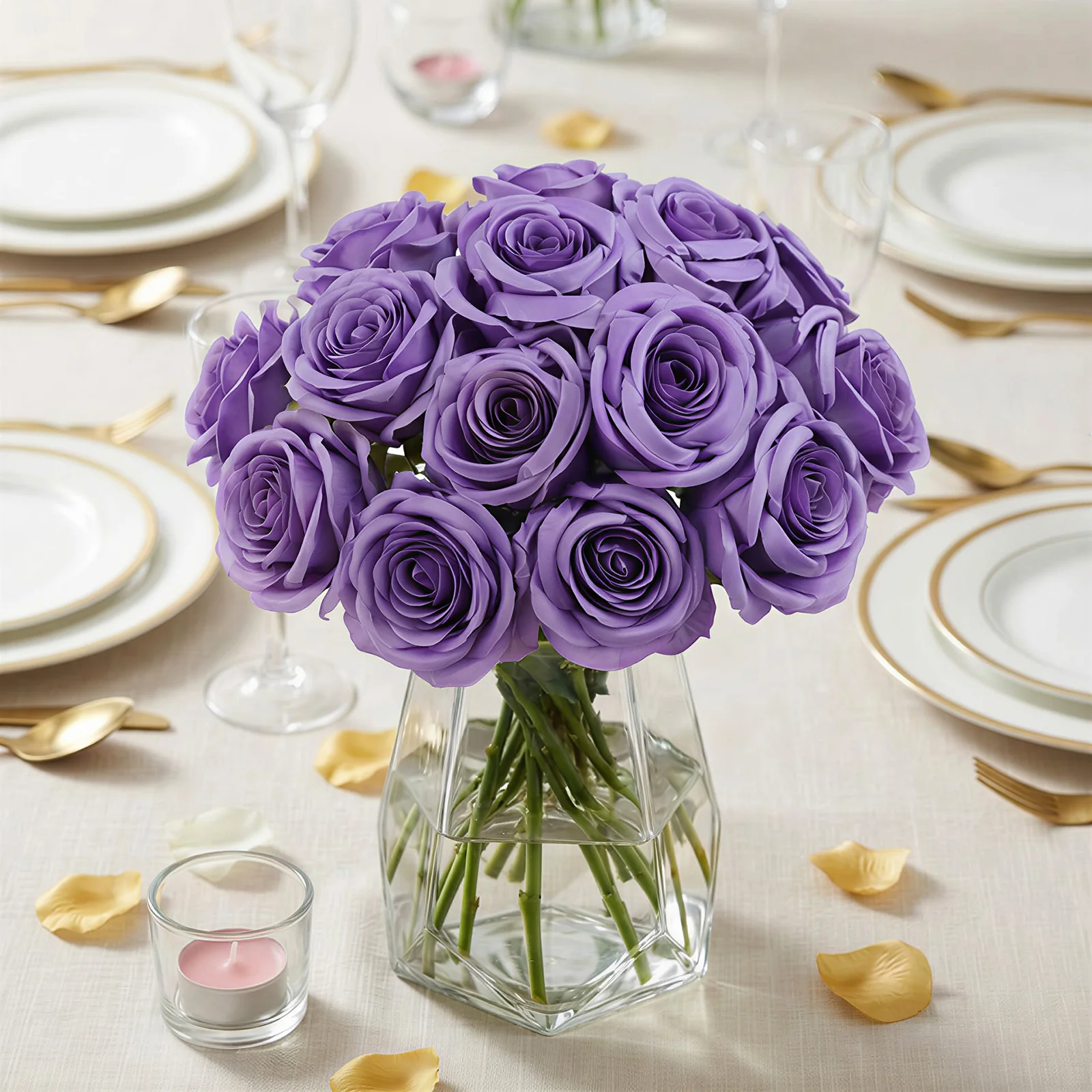 10 Pcs 12" Artificial Silk Roses - Purple, Single Stem Rose for Flower Bouquet Arrangements - Image 8