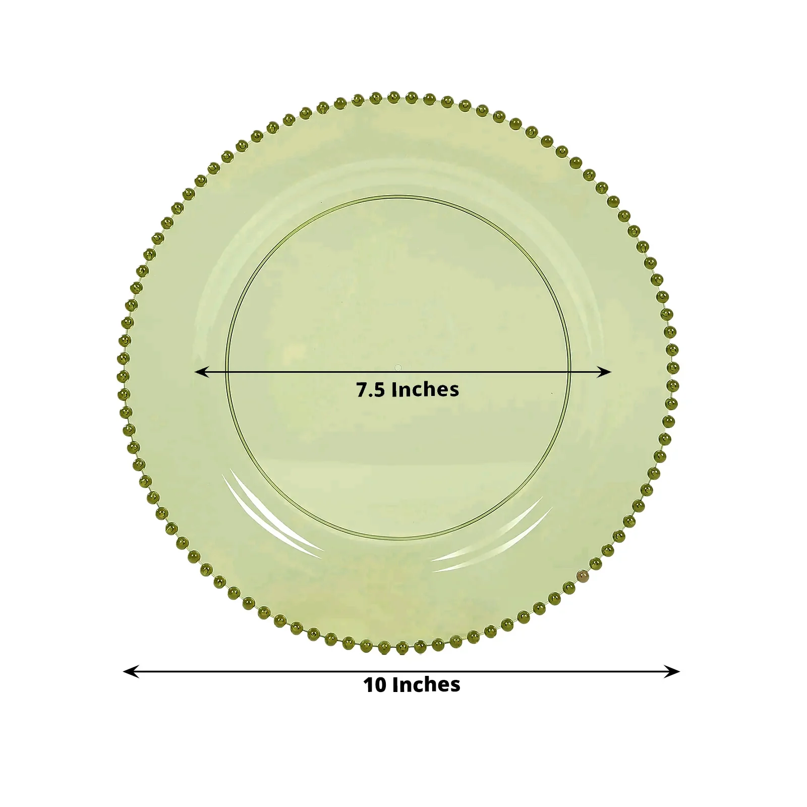 10-Pack Plastic 10" Round Dinner Plates in Transparent Dusty Sage Green with Beaded Rim - Disposable Party Plates for Banquets & Festive Occasions - Image 3