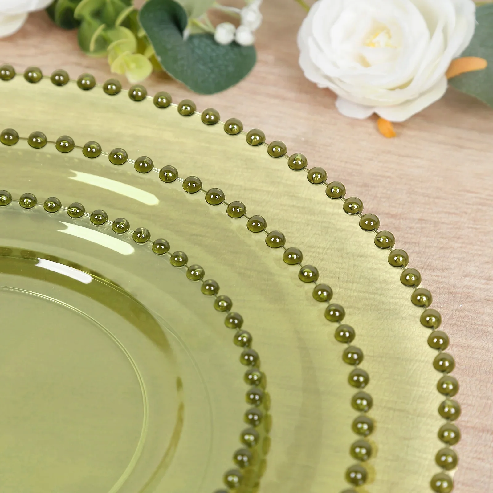 10-Pack Plastic 10" Round Dinner Plates in Transparent Dusty Sage Green with Beaded Rim - Disposable Party Plates for Banquets & Festive Occasions - Image 8