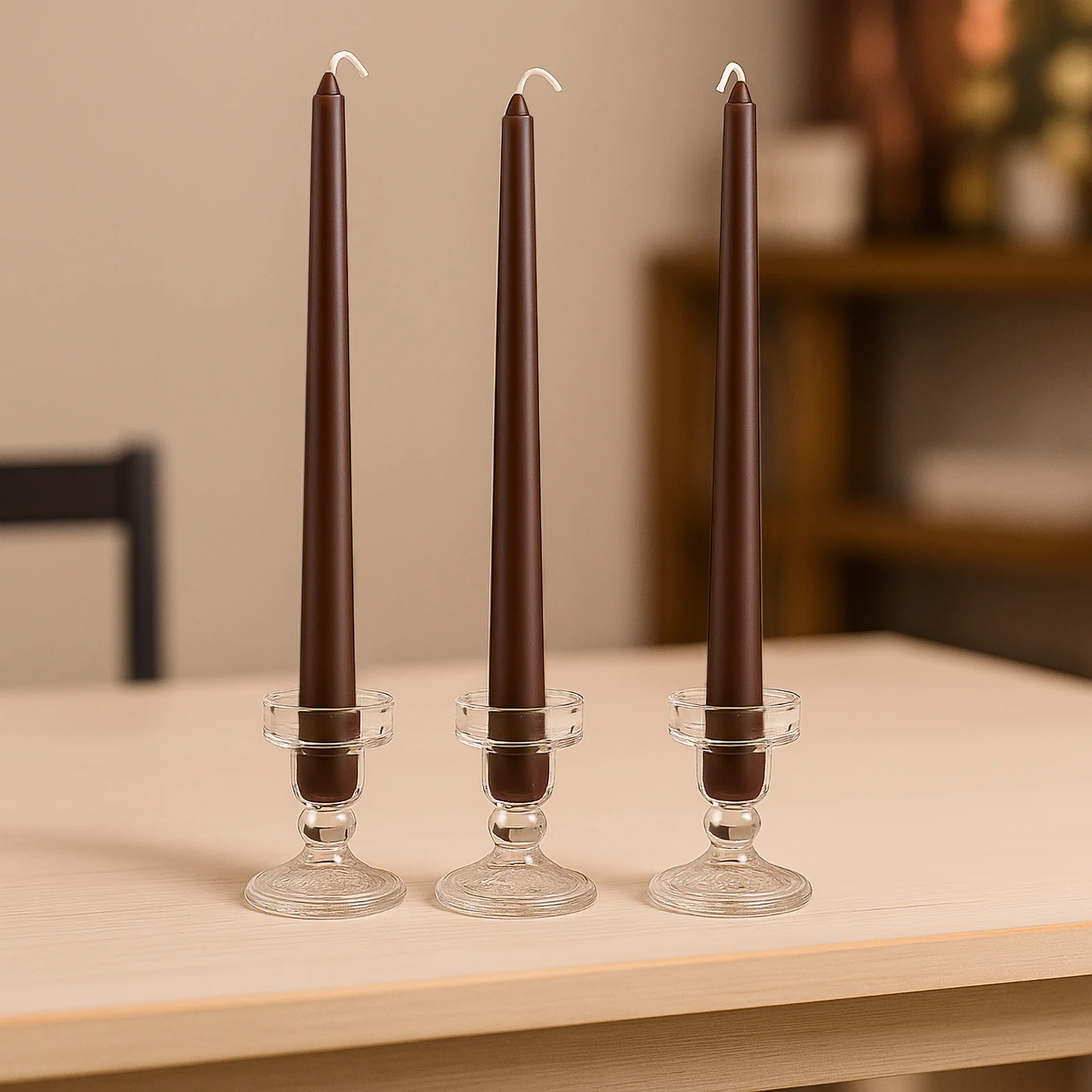 10-Pack Taper Candles Premium Wax Design Cinnamon Brown - Unscented Candles for Upscale Settings 10" - Image 6