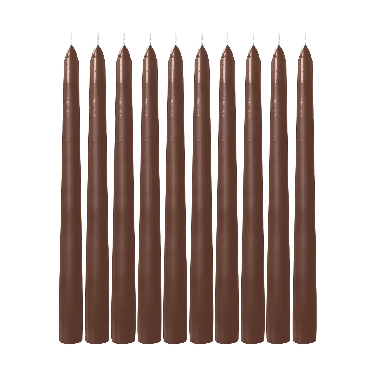 10-Pack Taper Candles Premium Wax Design Cinnamon Brown - Unscented Candles for Upscale Settings 10" - Image 8