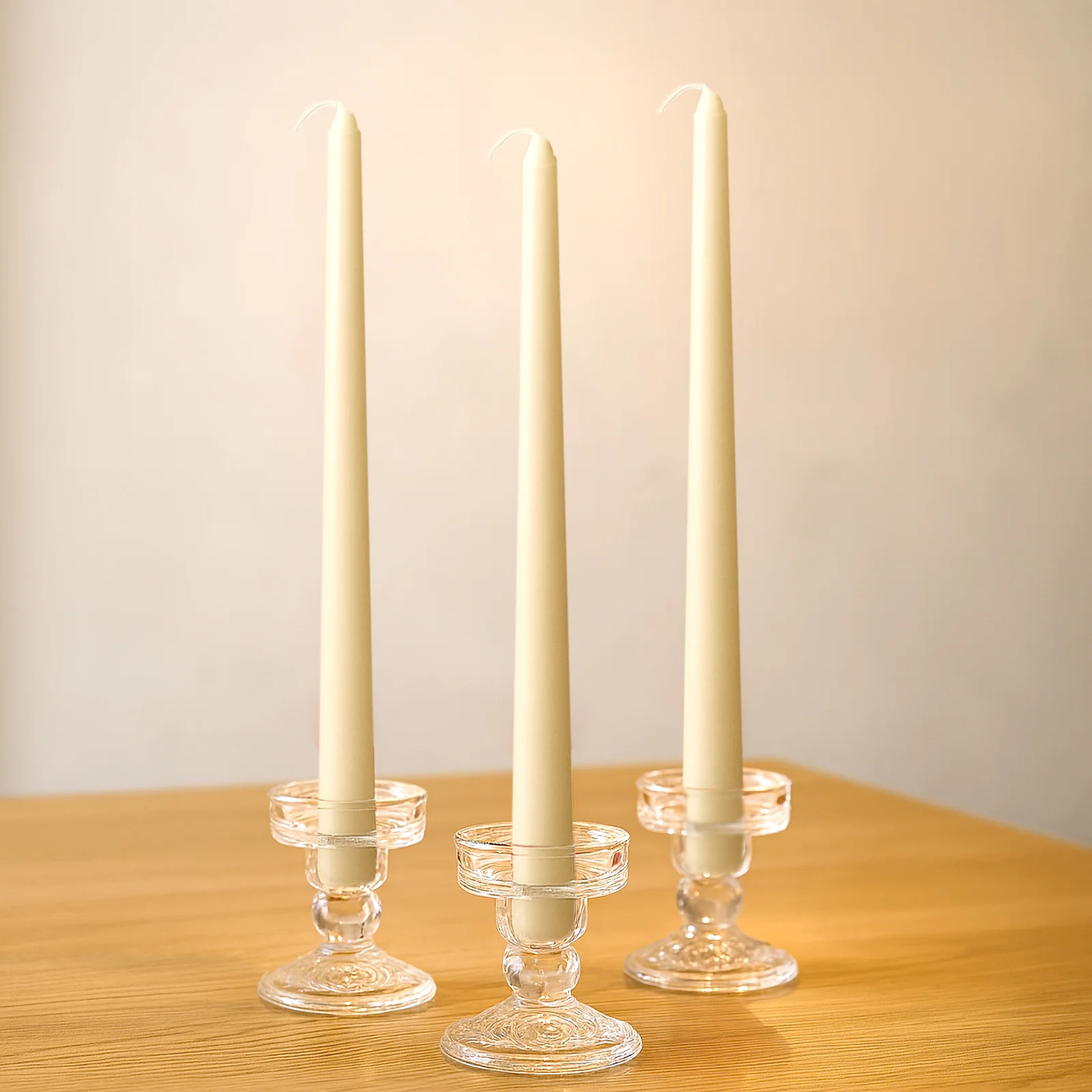 10-Pack Taper Candles Premium Wax Design Ivory - Unscented Candles for Upscale Settings 10"