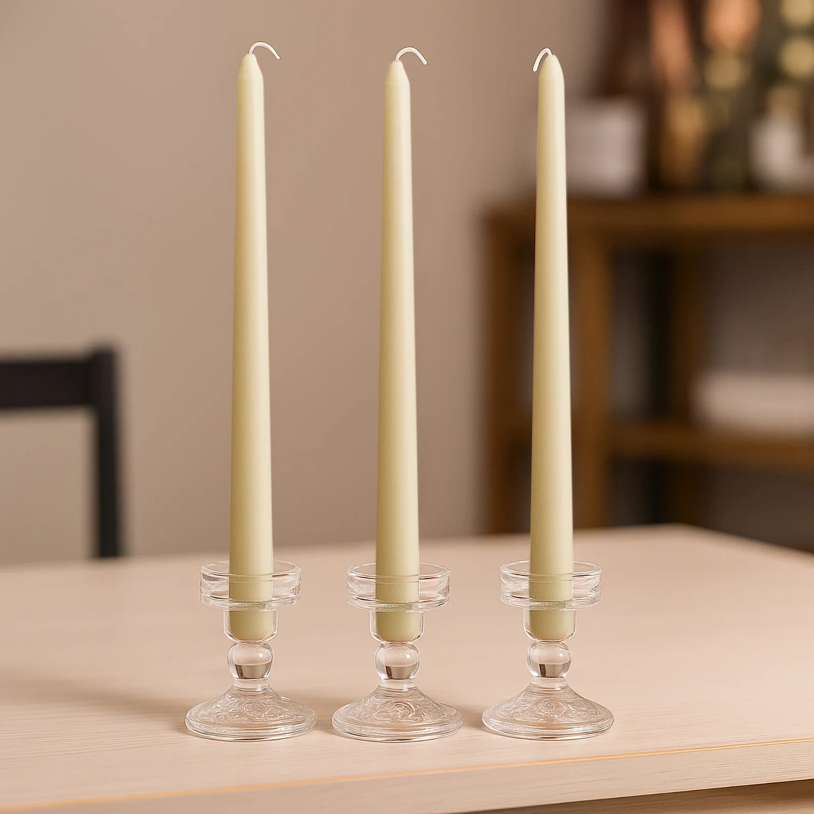 10-Pack Taper Candles Premium Wax Design Ivory - Unscented Candles for Upscale Settings 10" - Image 6