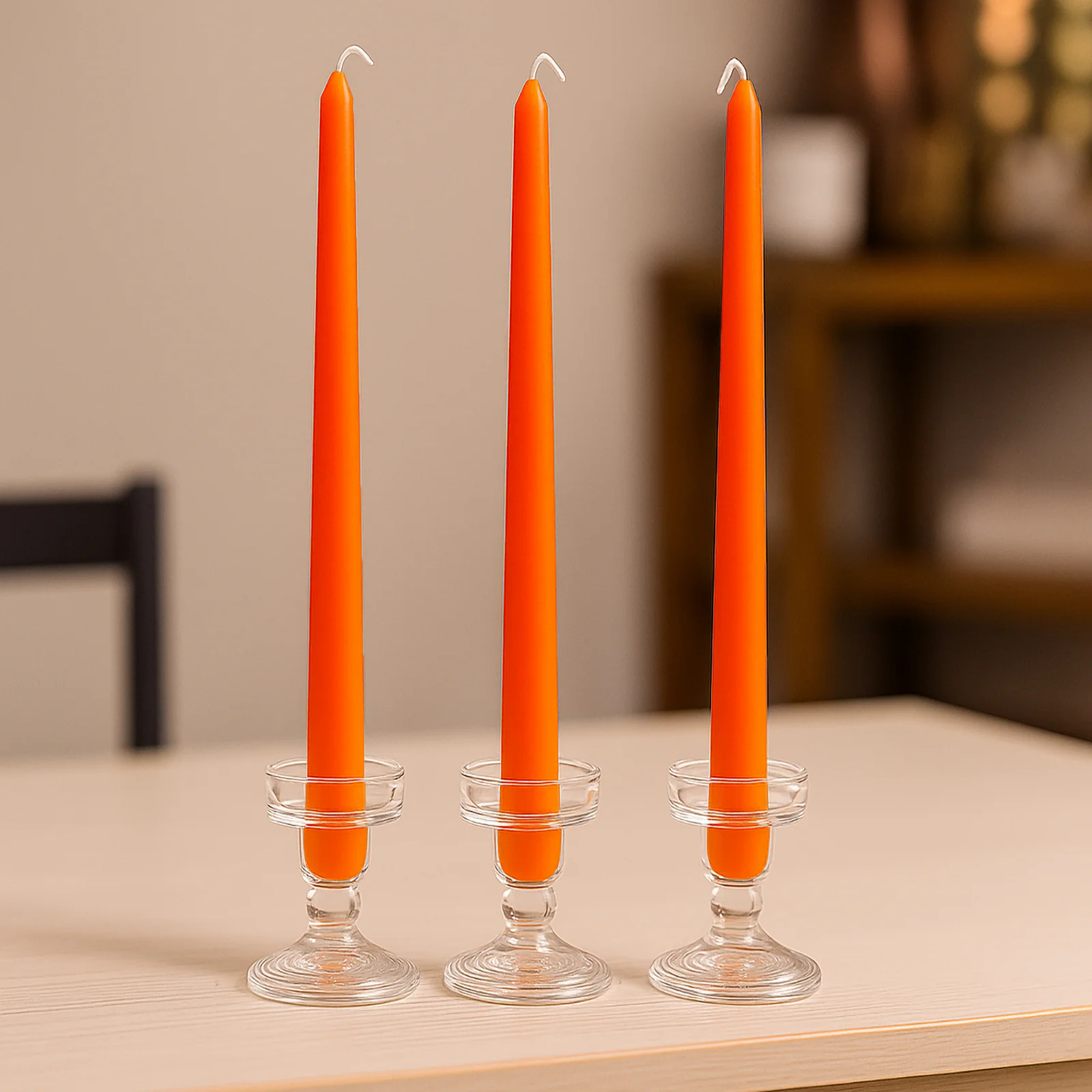 10-Pack Taper Candles Premium Wax Design Orange - Unscented Candles for Upscale Settings 10" - Image 6