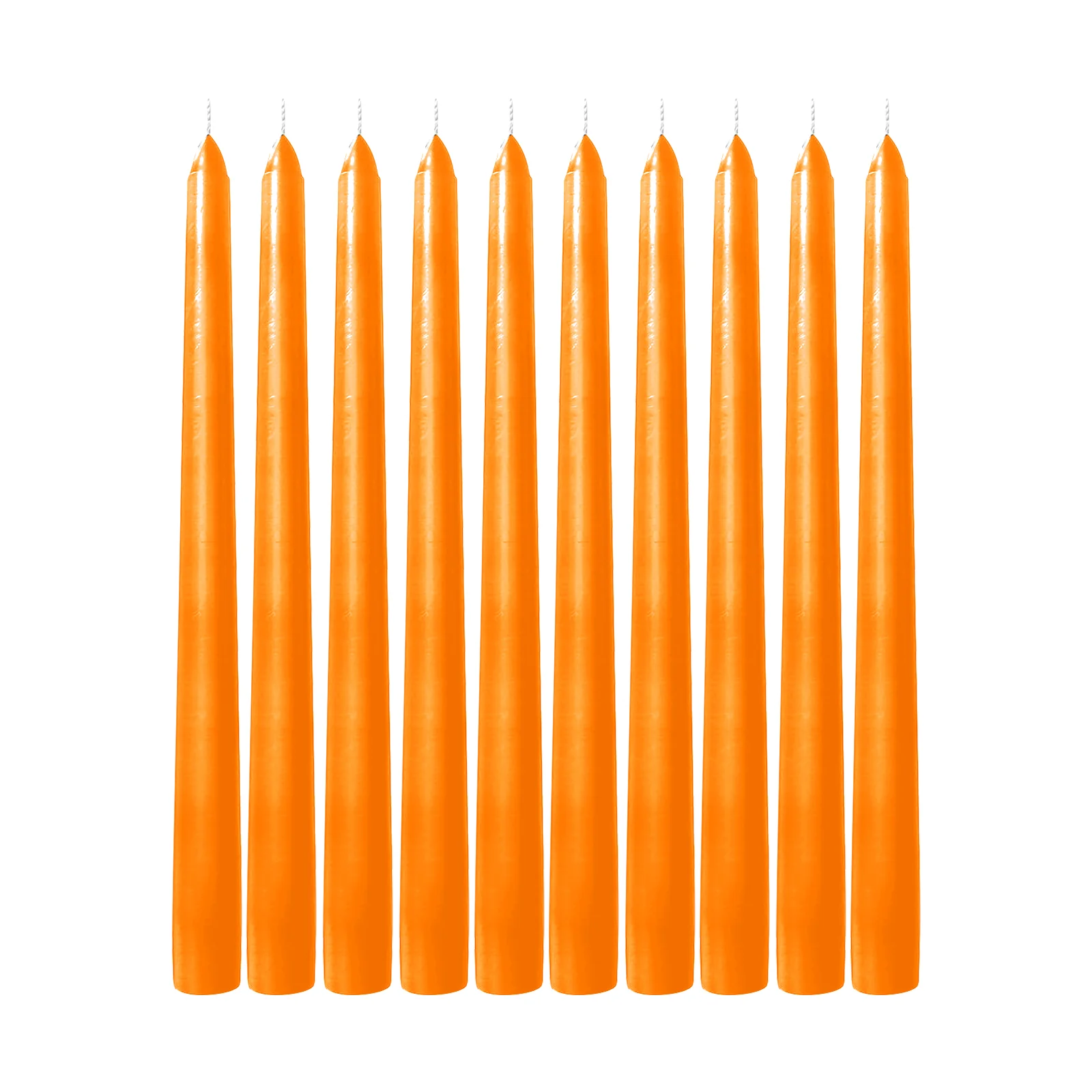 10-Pack Taper Candles Premium Wax Design Orange - Unscented Candles for Upscale Settings 10" - Image 8