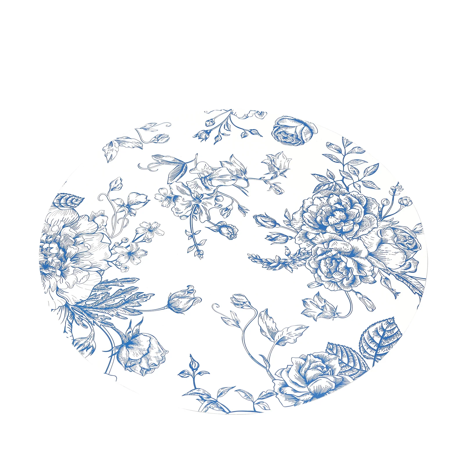 10-Pack Disposable Table Placemats in French Toile Print 13" in Matte White/Blue - Chic Floral Cardboard Placemats for Stylish Table Setting - Image 2