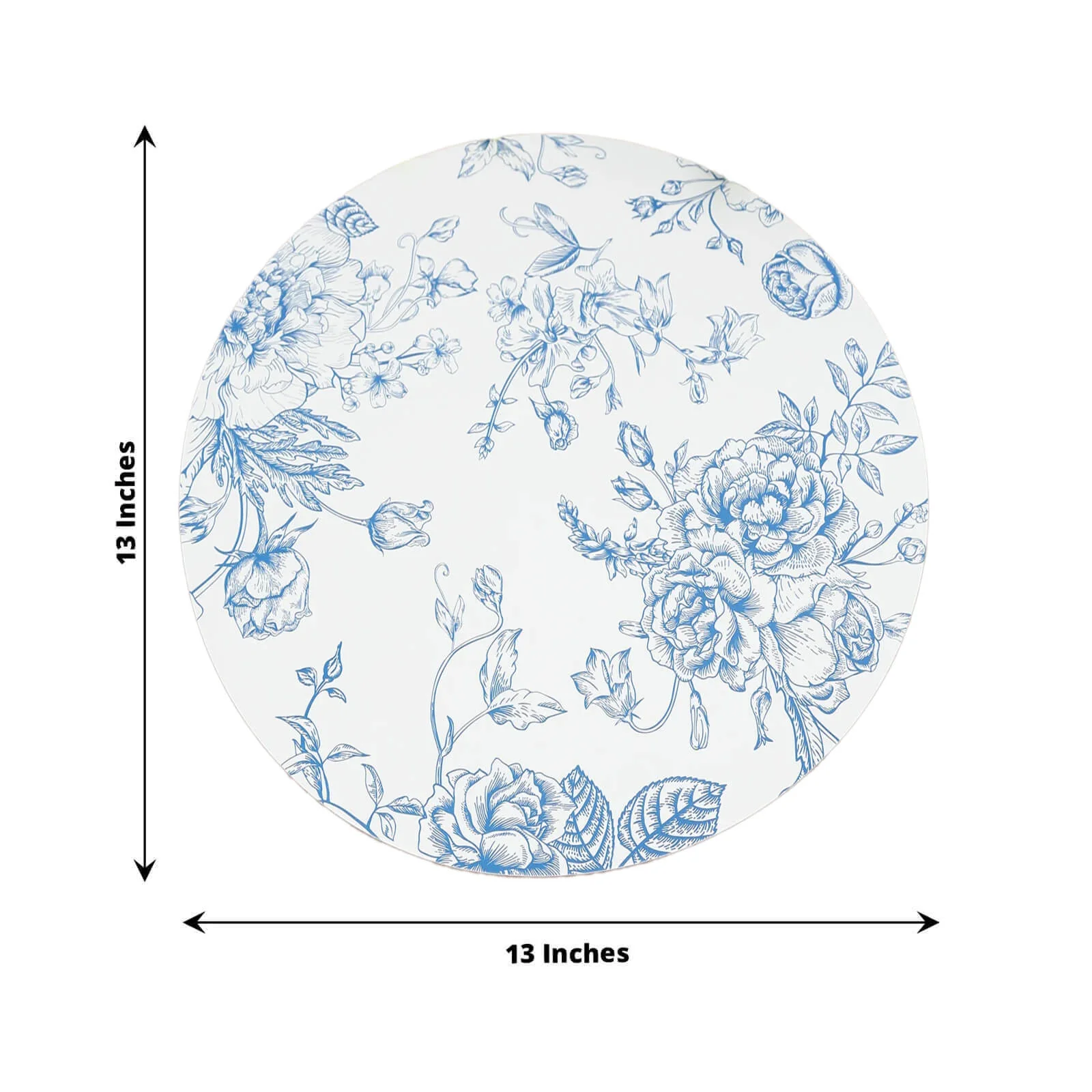 10-Pack Disposable Table Placemats in French Toile Print 13" in Matte White/Blue - Chic Floral Cardboard Placemats for Stylish Table Setting - Image 3