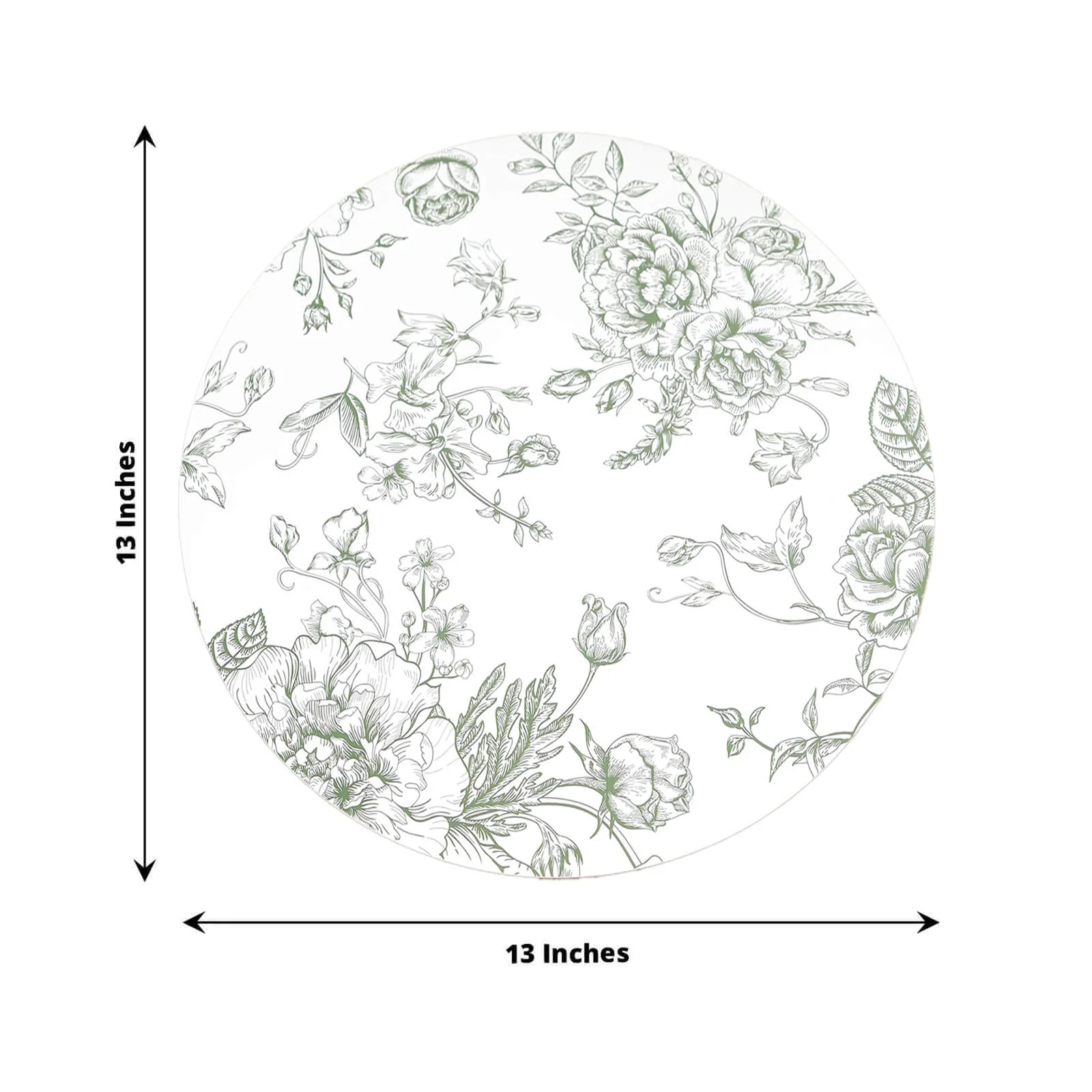 10-Pack Disposable Table Placemats in French Toile Print 13" in Matte White/Sage Green - Chic Floral Cardboard Placemats for Stylish Table Setting - Image 3