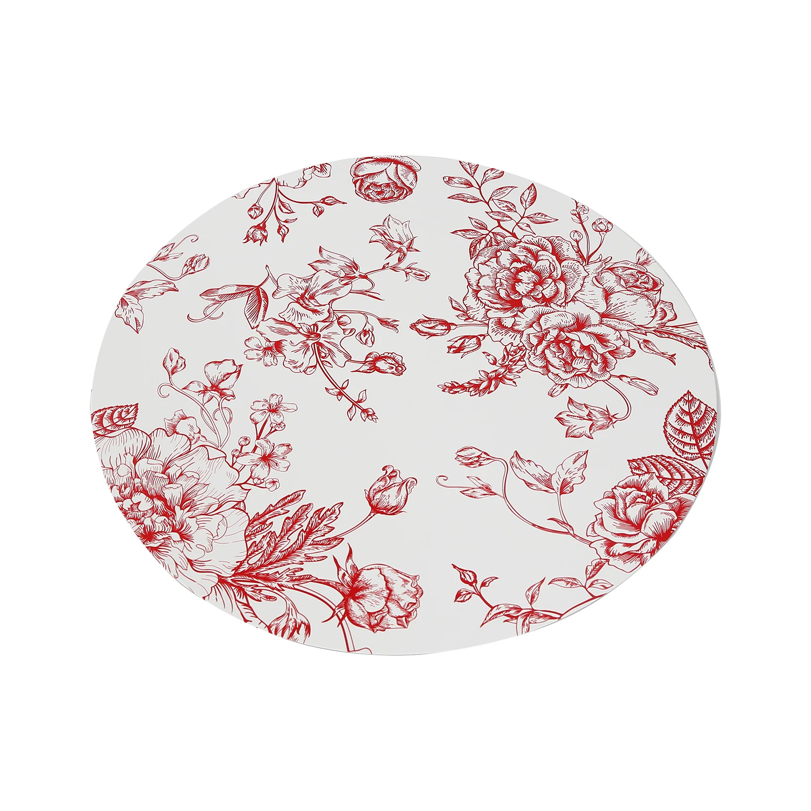 10-Pack Disposable Table Placemats in French Toile Print 13" in Matte White/Red - Chic Floral Cardboard Placemats for Stylish Table Setting - Image 9