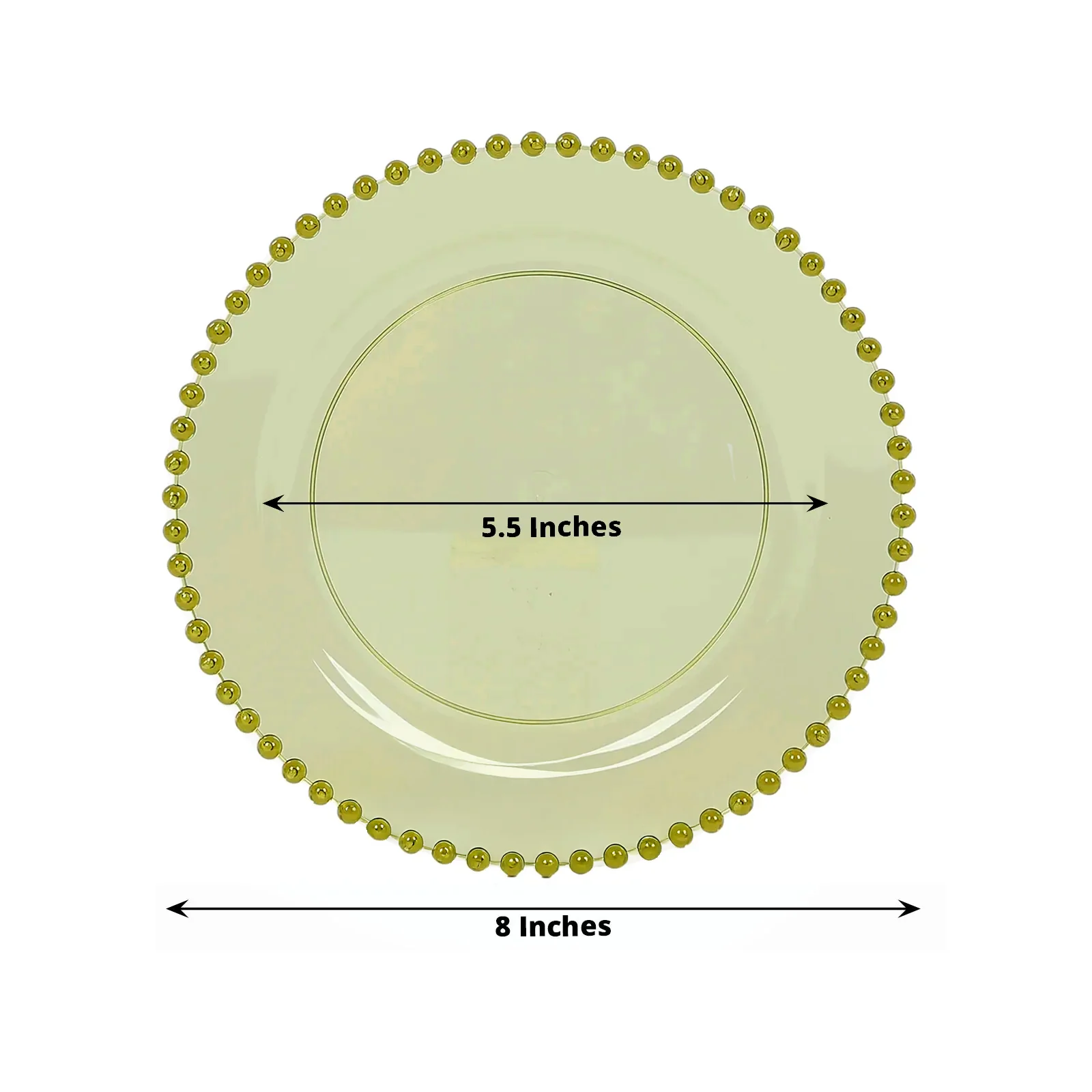 10-Pack Transparent Dusty Sage Green Plastic Dessert Plates – 8" Round with Beaded Rim, Disposable for Parties & Events - Image 3