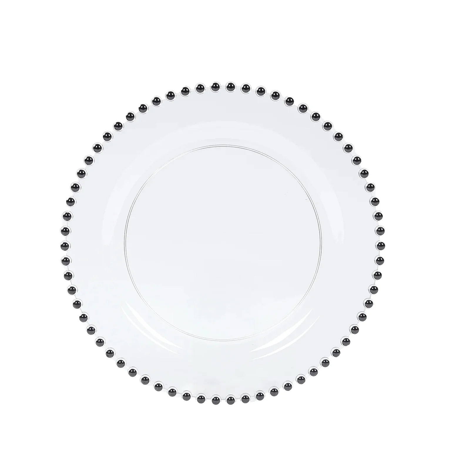 10-Pack Clear Plastic Dessert Plates – 8" Round with Black Beaded Rim, Disposable for Parties & Events - Image 2