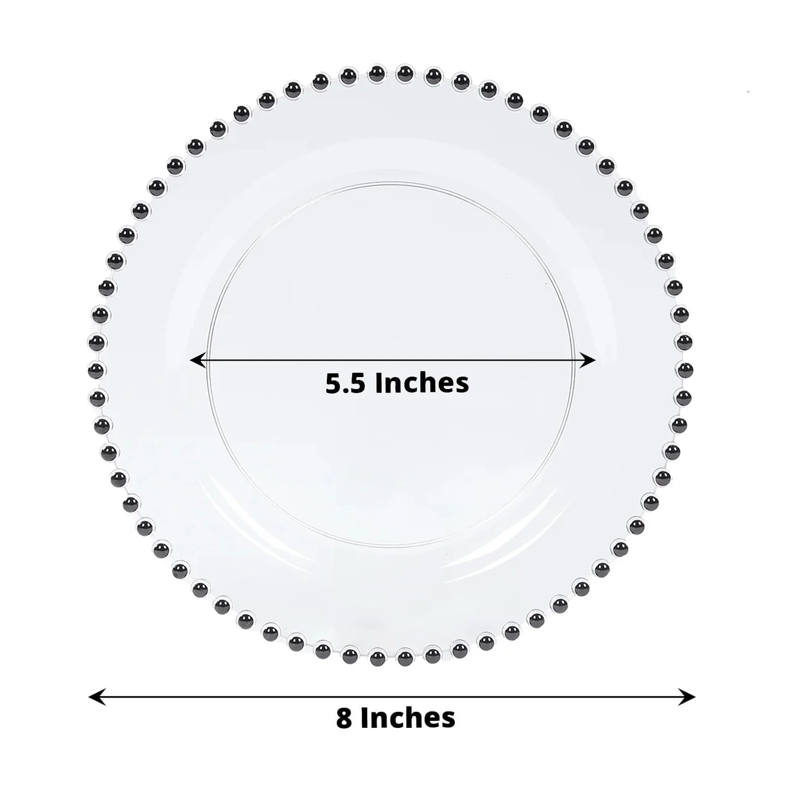 10-Pack Clear Plastic Dessert Plates – 8" Round with Black Beaded Rim, Disposable for Parties & Events - Image 3