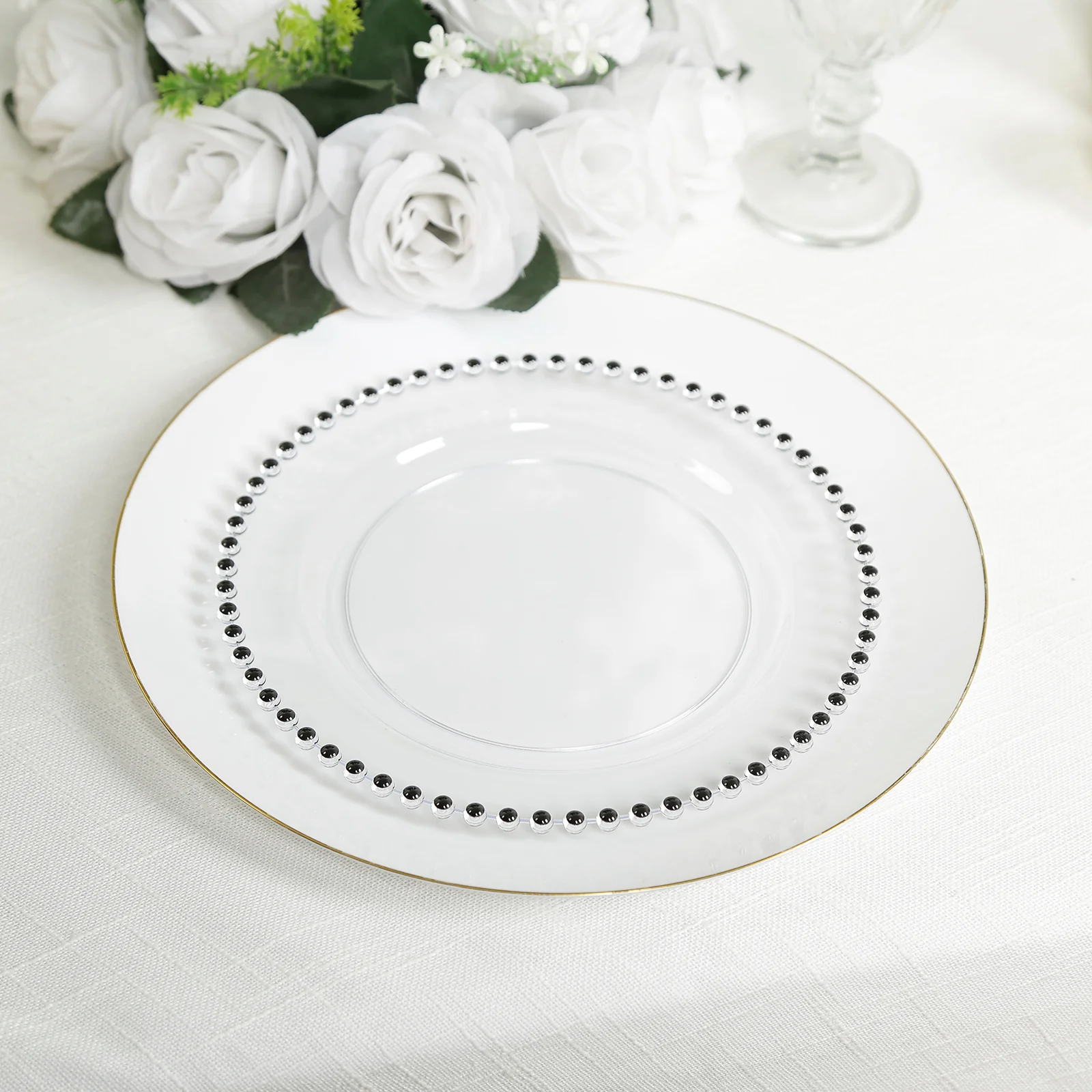 10-Pack Clear Plastic Dessert Plates – 8" Round with Black Beaded Rim, Disposable for Parties & Events - Image 8