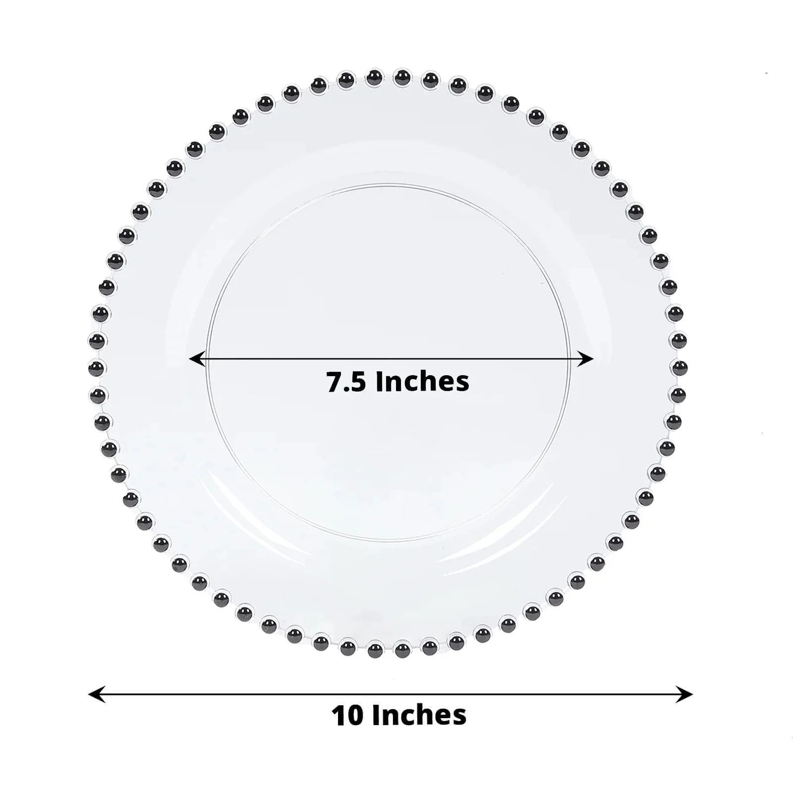 10-Pack Plastic 10" Round Dinner Plates in Clear with Black Beaded Rim - Disposable Party Plates for Banquets & Festive Occasions - Image 3