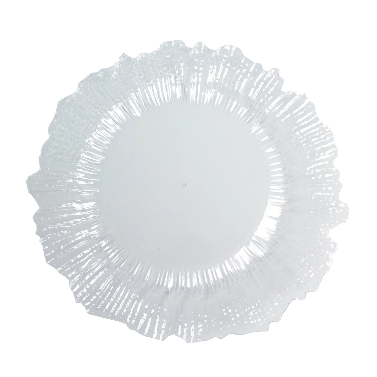 10 Pack Economy Reef Plastic Charger Plates – 13" Clear Dinner Plate Chargers for Weddings, Parties & Catering - Image 2