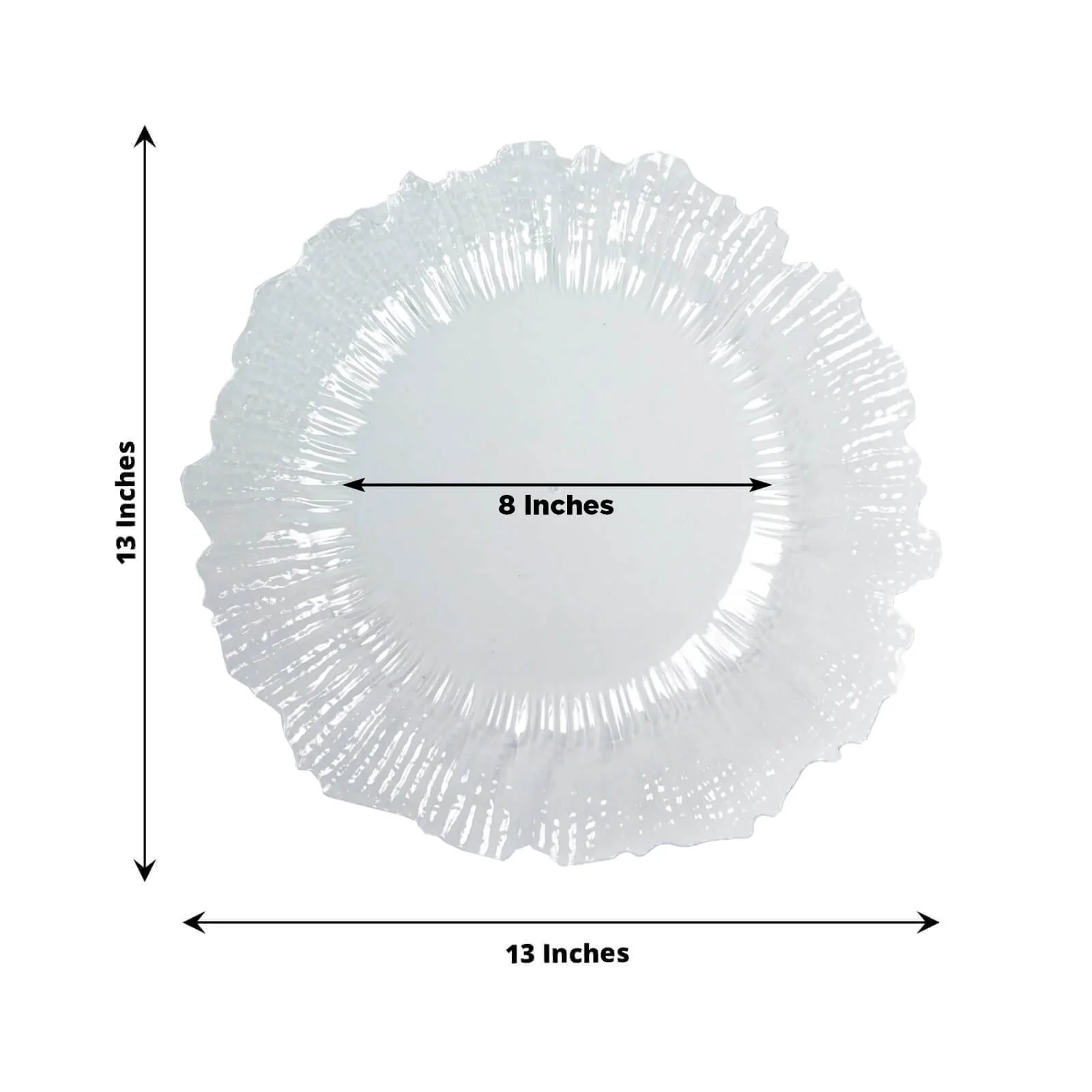 10 Pack Economy Reef Plastic Charger Plates – 13" Clear Dinner Plate Chargers for Weddings, Parties & Catering - Image 3