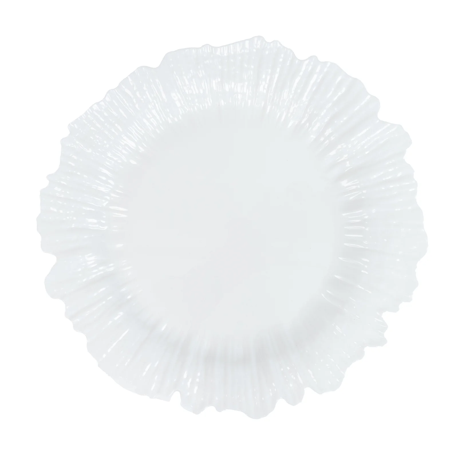 10 Pack Economy Reef Plastic Charger Plates – 13" Pearl White Dinner Plate Chargers for Weddings, Parties & Catering - Image 2