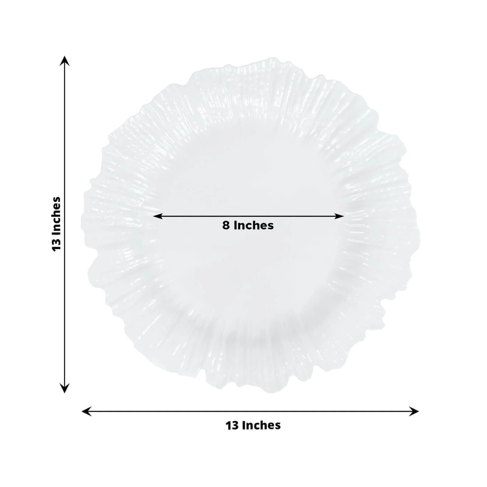 10 Pack Economy Reef Plastic Charger Plates – 13" Pearl White Dinner Plate Chargers for Weddings, Parties & Catering - Image 3