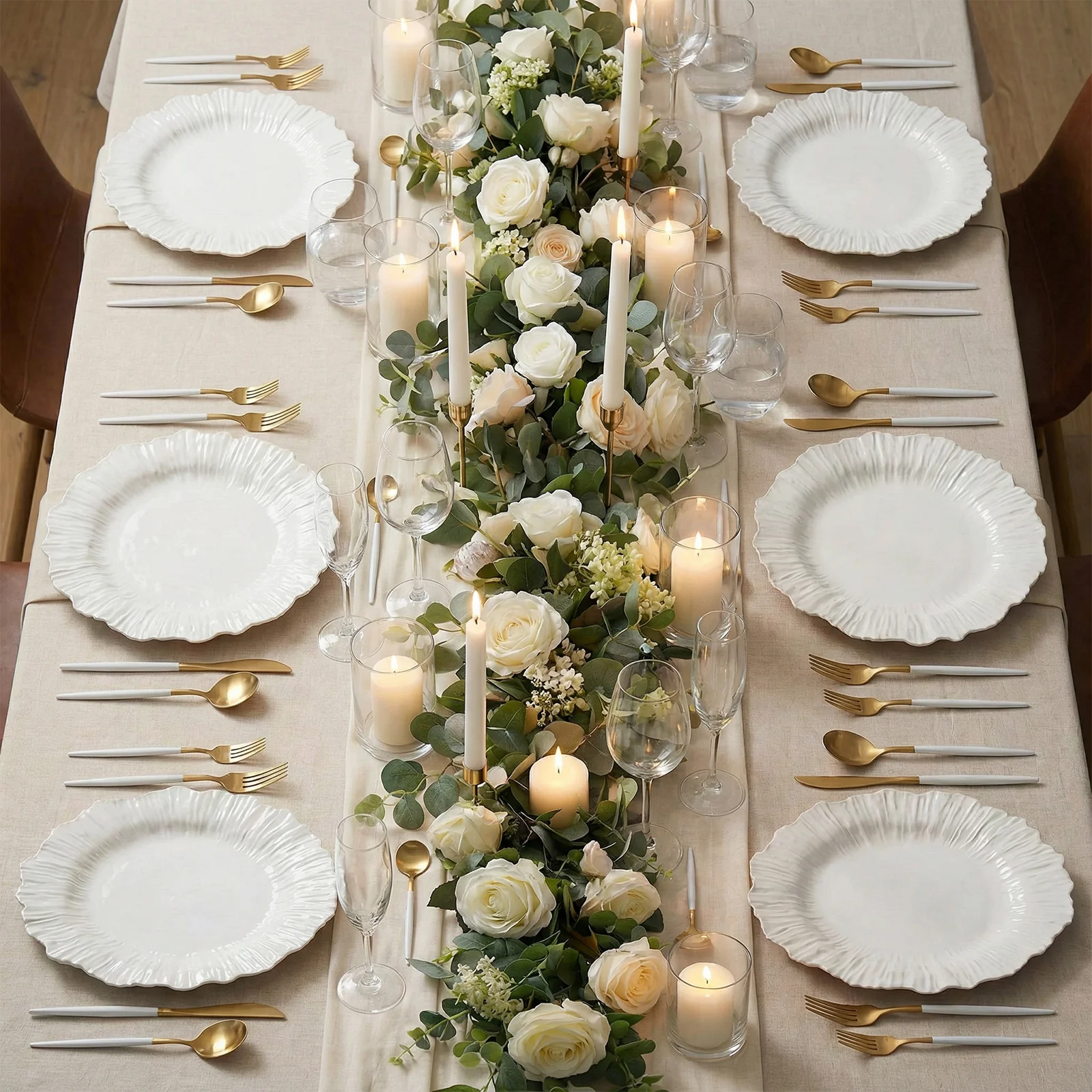 10 Pack Economy Reef Plastic Charger Plates – 13" Pearl White Dinner Plate Chargers for Weddings, Parties & Catering - Image 7