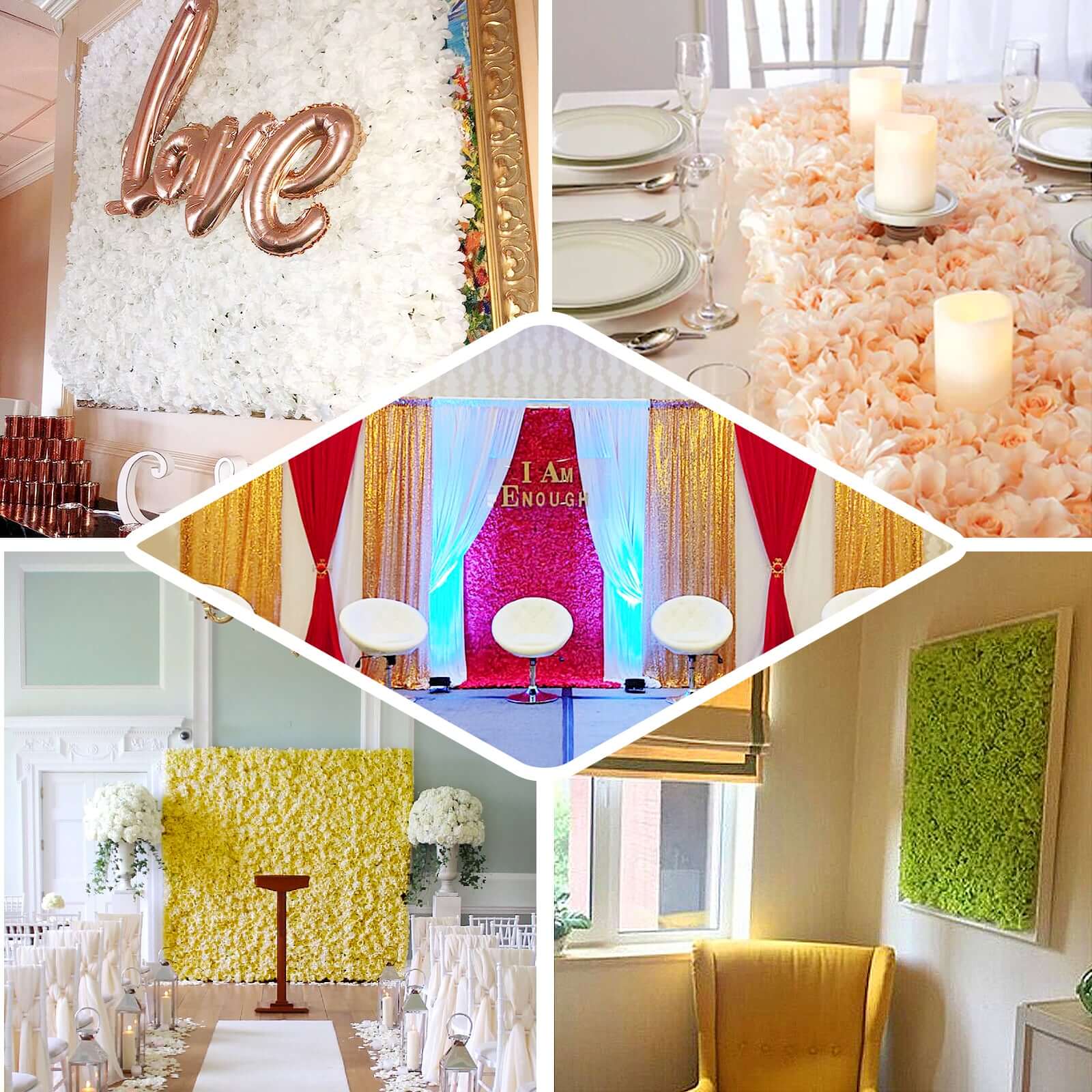 11 Sq ft. Pink Cream UV Protected Hydrangea Flower Wall Mat Backdrop - 4 Artificial Panels - Image 5