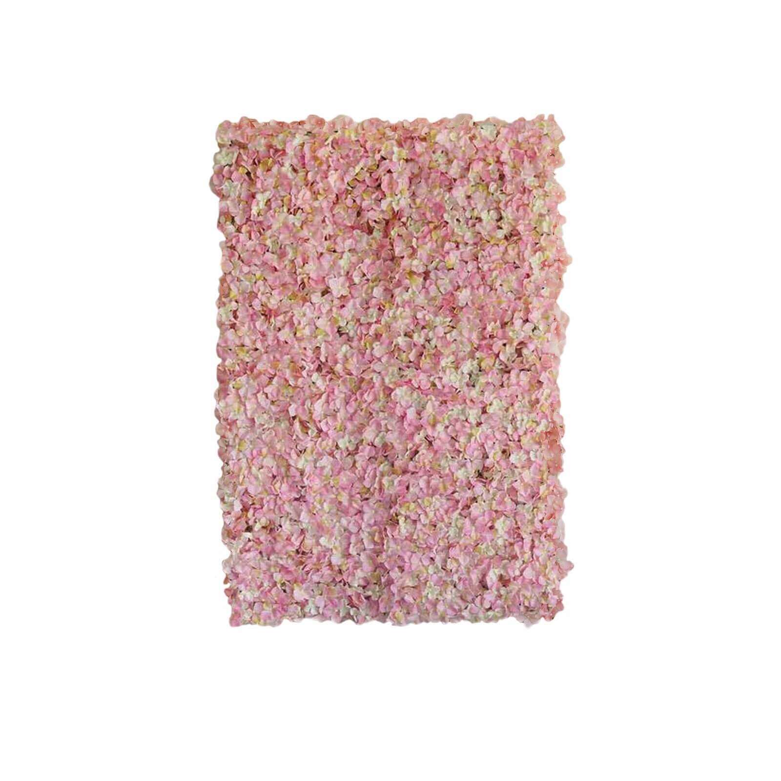 11 Sq ft. Pink Cream UV Protected Hydrangea Flower Wall Mat Backdrop - 4 Artificial Panels - Image 6