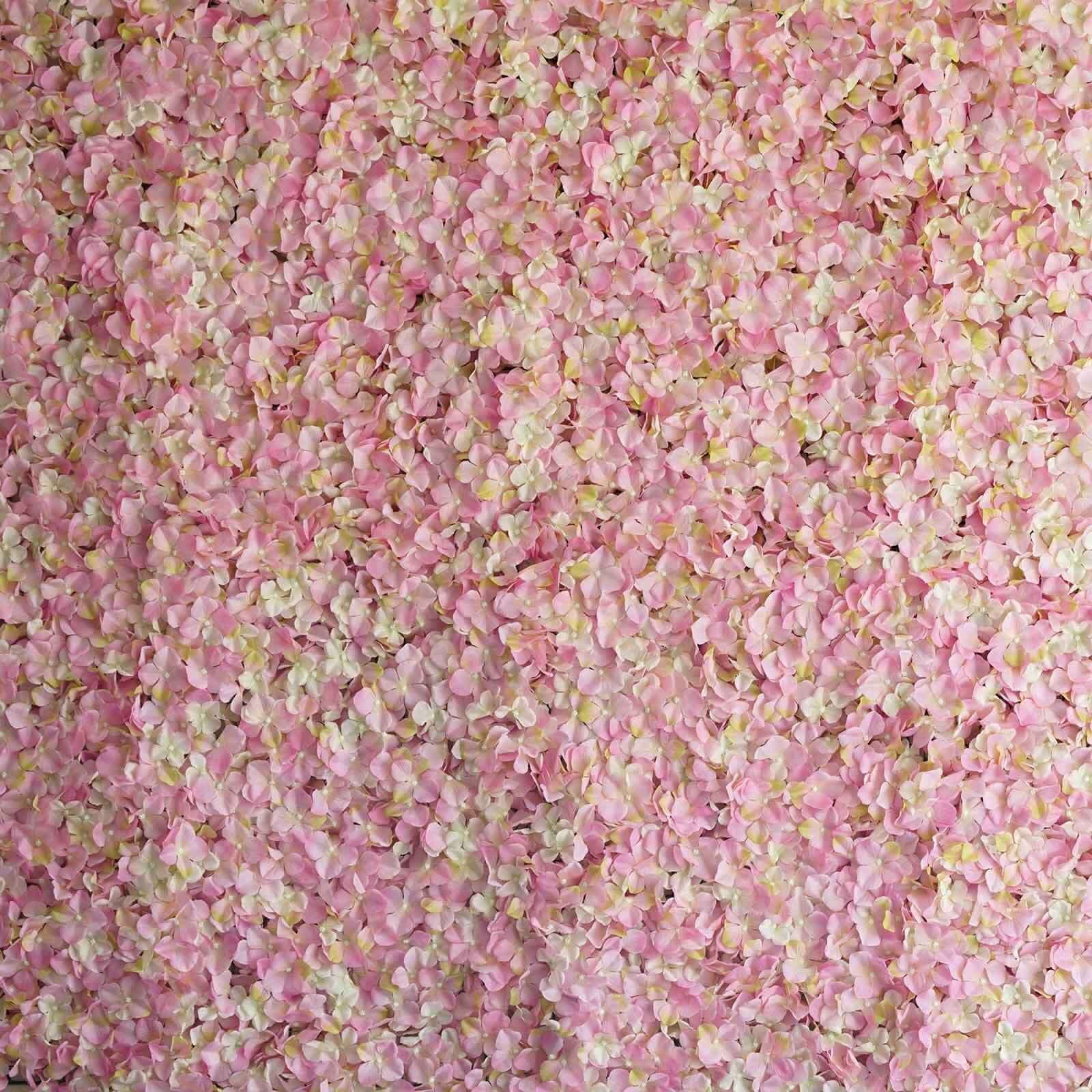 11 Sq ft. Pink Cream UV Protected Hydrangea Flower Wall Mat Backdrop - 4 Artificial Panels - Image 7