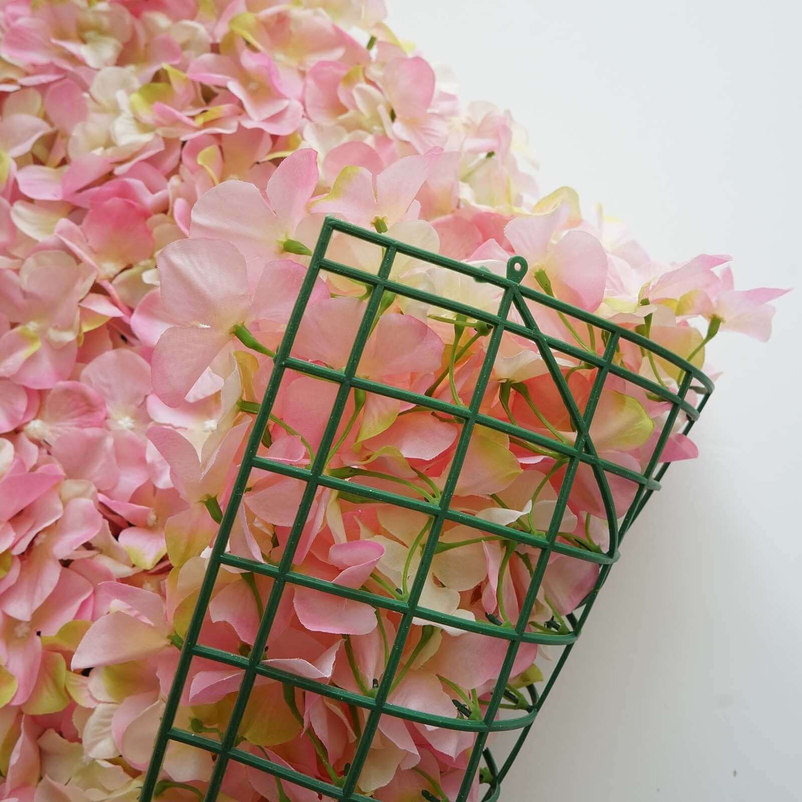 11 Sq ft. Pink Cream UV Protected Hydrangea Flower Wall Mat Backdrop - 4 Artificial Panels - Image 8