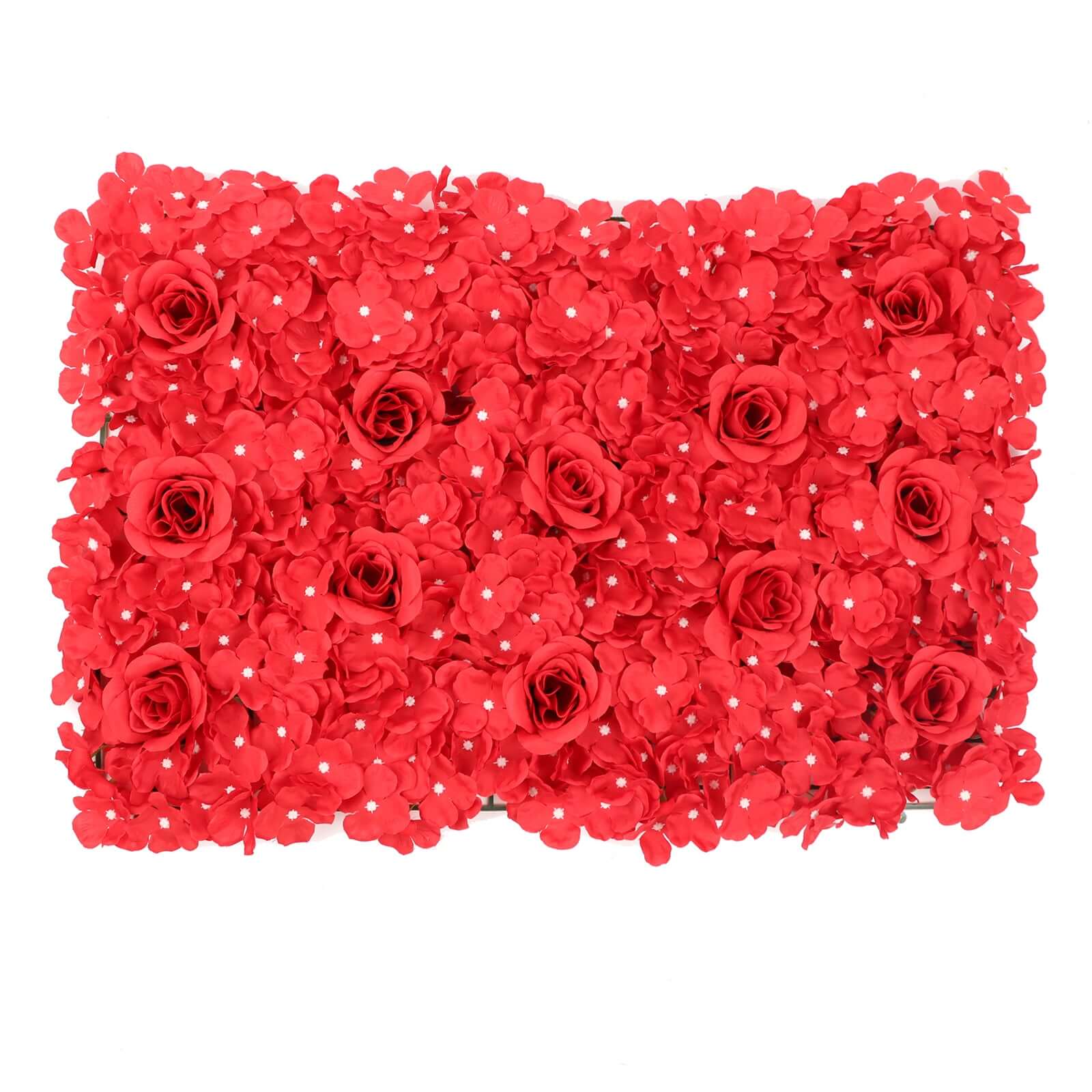 11 Sq ft. Red 3D Silk Rose and Hydrangea Flower Wall Mat Backdrop - 4 Artificial Panels - Image 6