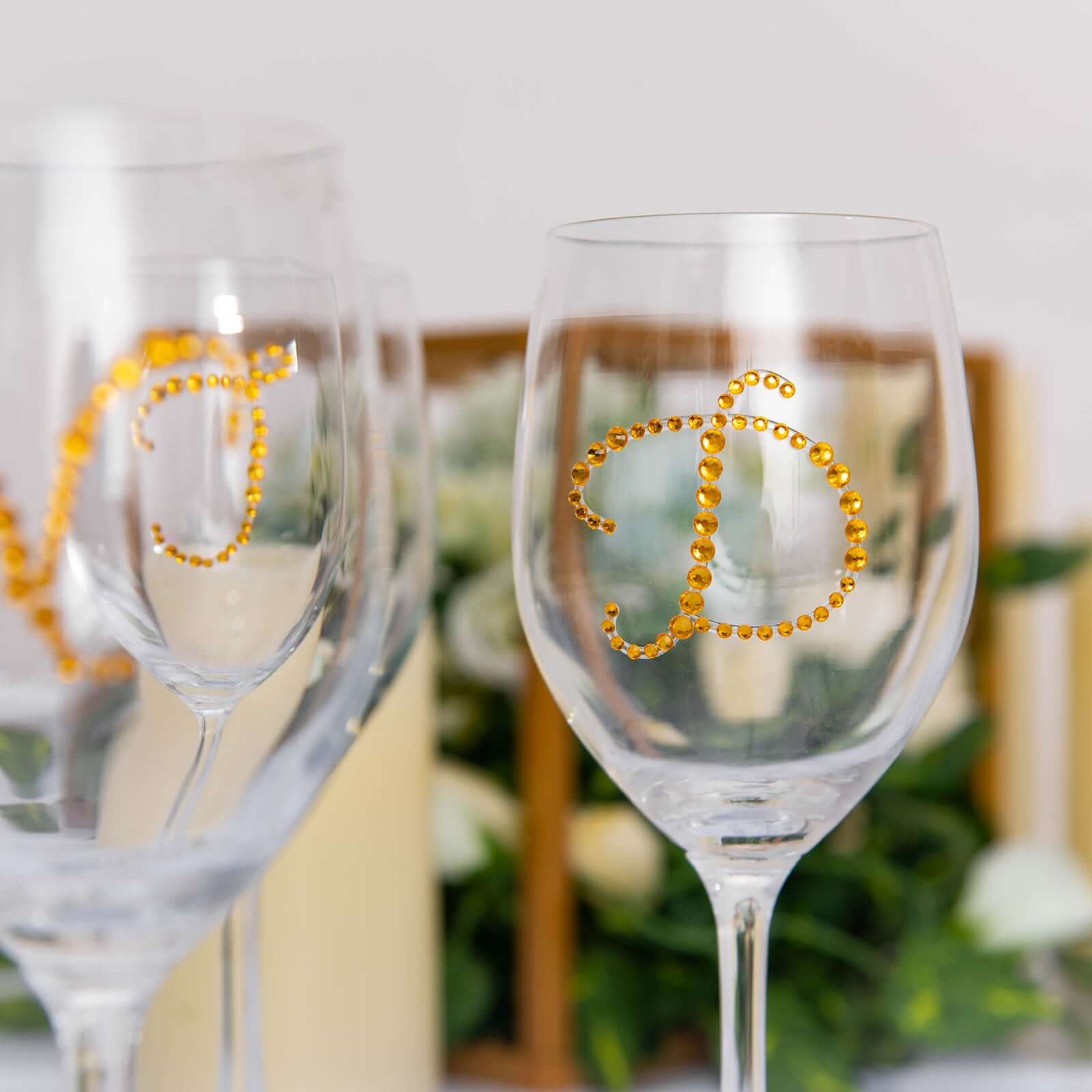 12 Pack | 1.5" Gold Rhinestone Monogram Letter Jewel Sticker Self Adhesive DIY Diamond Decor - and - Image 9
