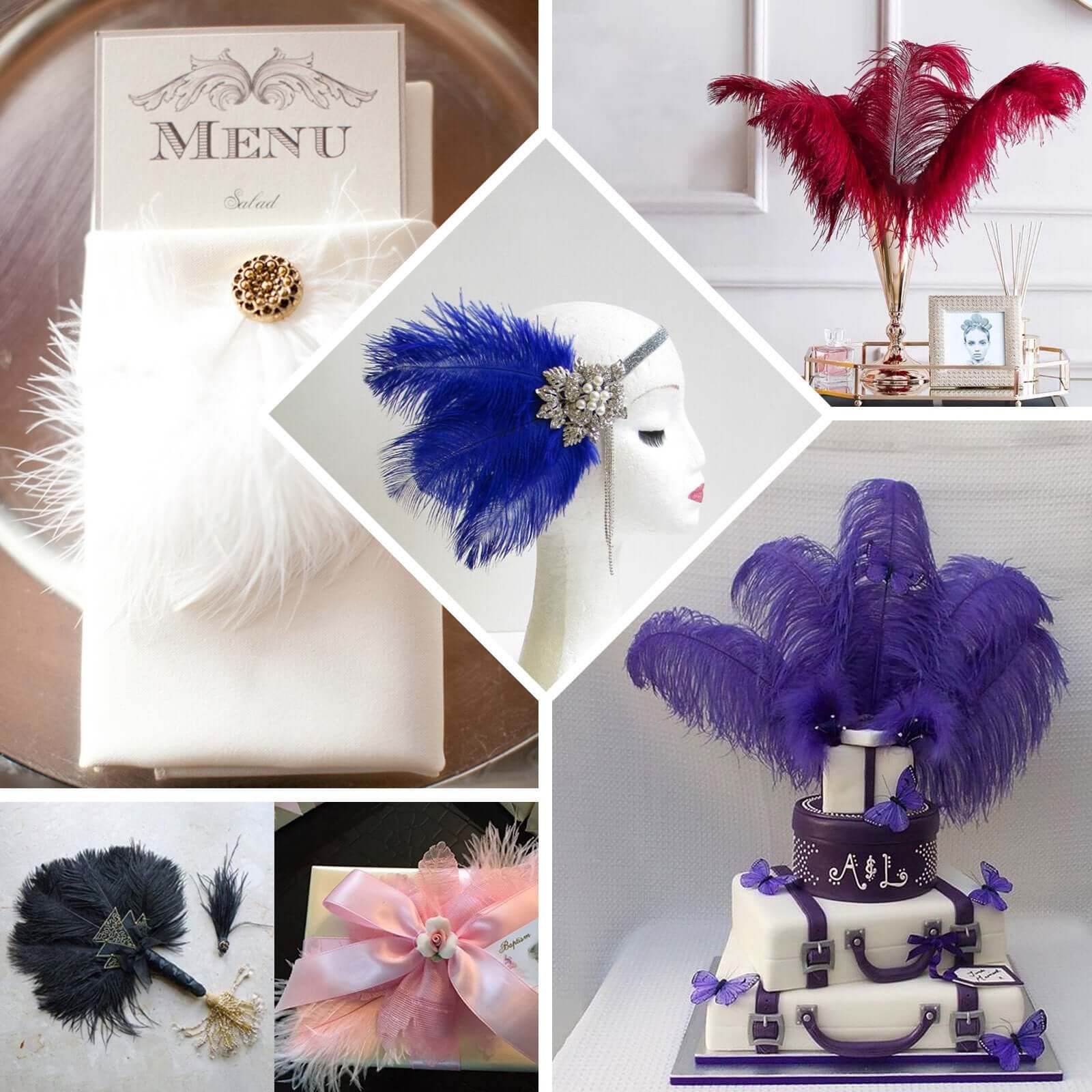 12 Pack 13"-15" Gold Natural Plume Real Ostrich Feathers, DIY Centerpiece Fillers - Image 5