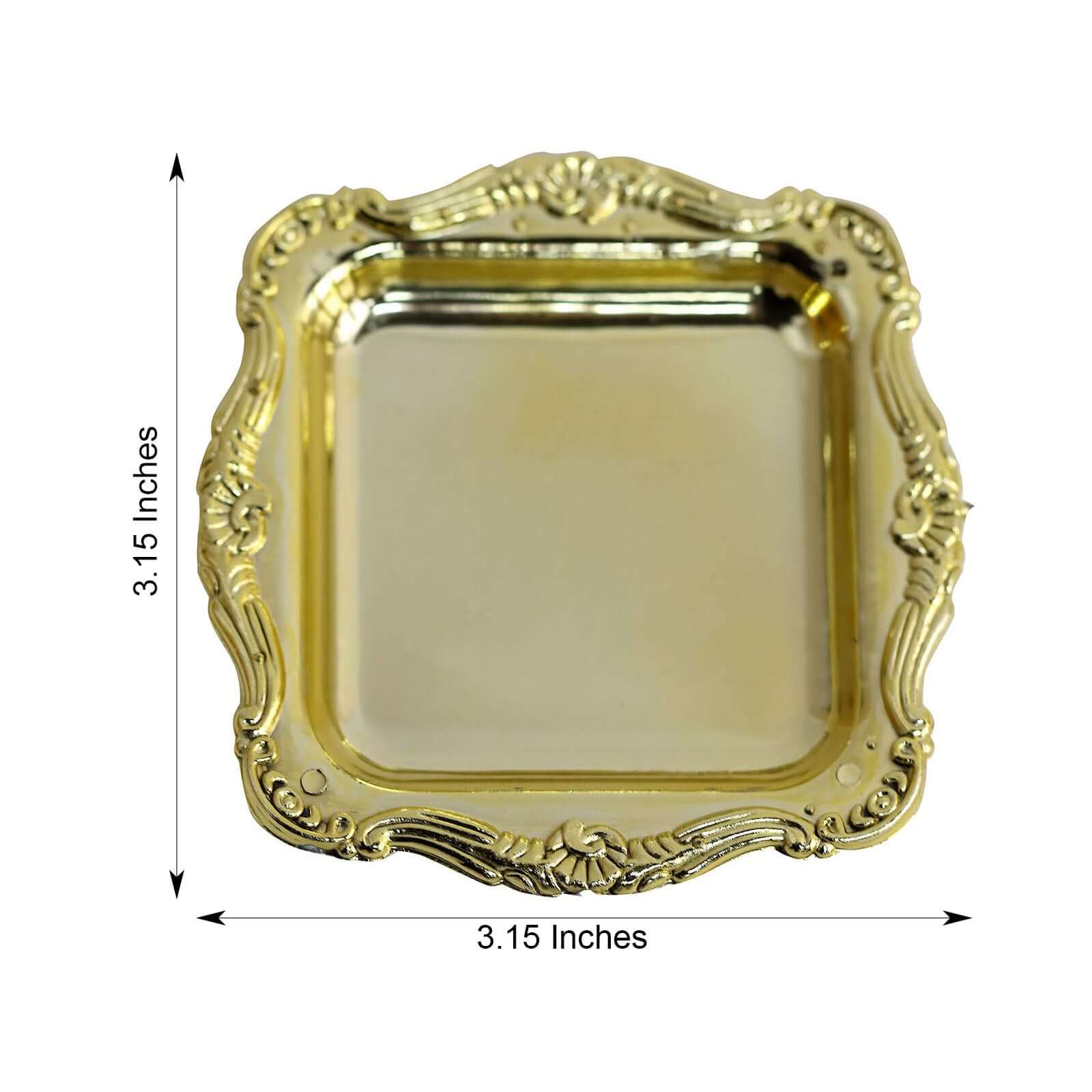 12 Pack 3" Gold Baroque Mini Square Sweet Treats Serving Platter, Party Favor Candy Display Tray - Image 3