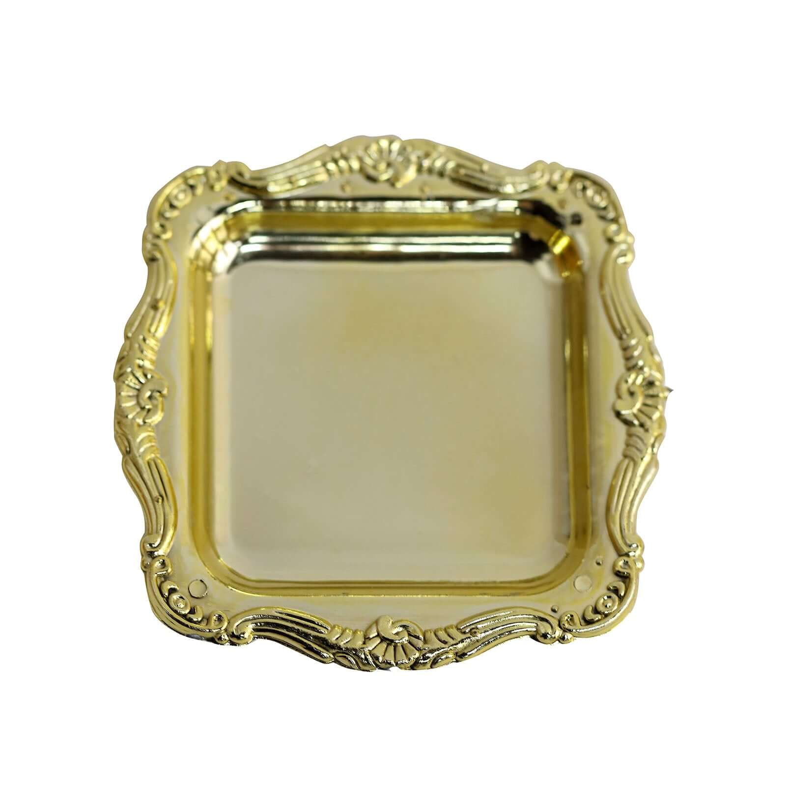 12 Pack 3" Gold Baroque Mini Square Sweet Treats Serving Platter, Party Favor Candy Display Tray - Image 5