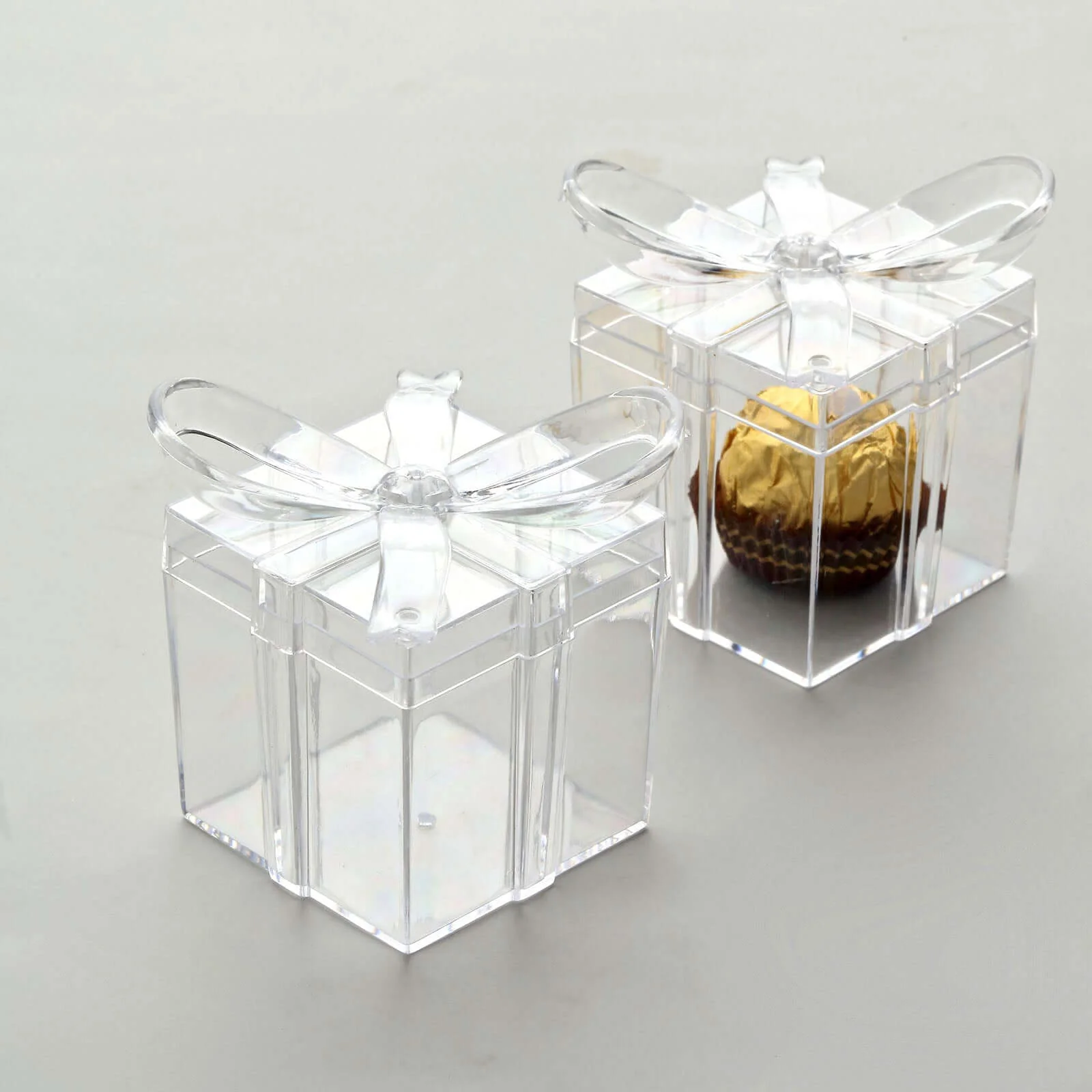 12 Pack 3" Square Clear Bow Top Plastic Party Favor Boxes, Transparent Candy Container Gift Boxes - Image 5