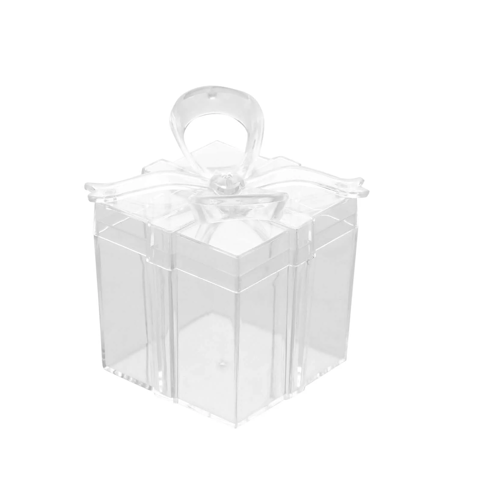 12 Pack 3" Square Clear Bow Top Plastic Party Favor Boxes, Transparent Candy Container Gift Boxes - Image 7
