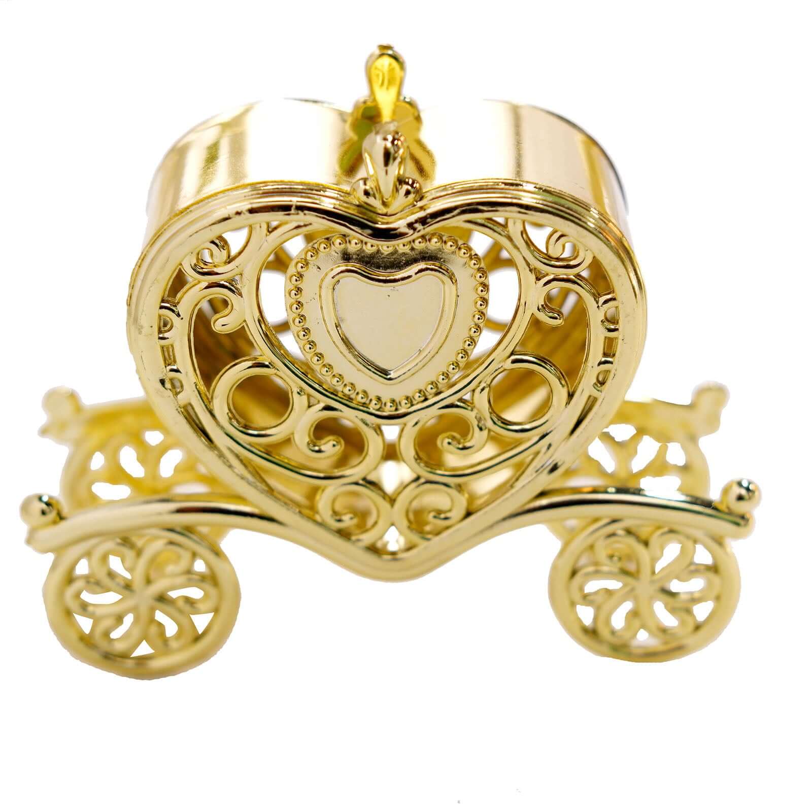 12 Pack 4" Gold Princess Heart Carriage Treats Party Favor Boxes, Candy Container Gift Boxes - Image 7