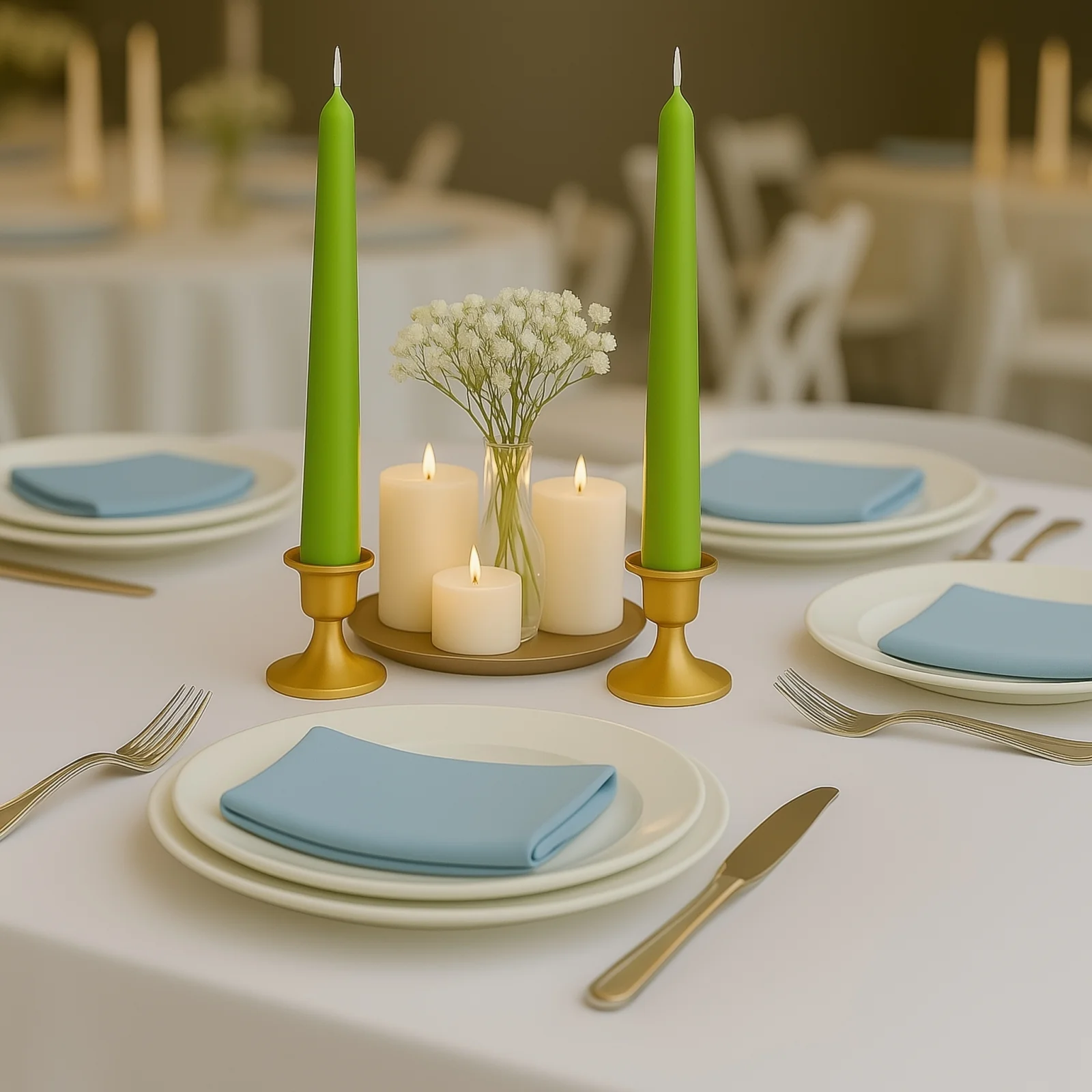 10-Pack Taper Candles Premium Wax Design Apple Green - Unscented Candles for Upscale Settings 10" - Image 7